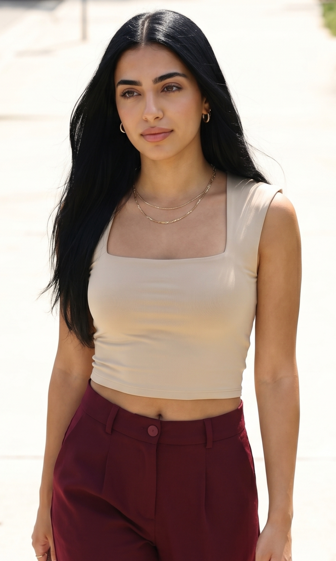NUT Plain Women Square Neck Tank Tops