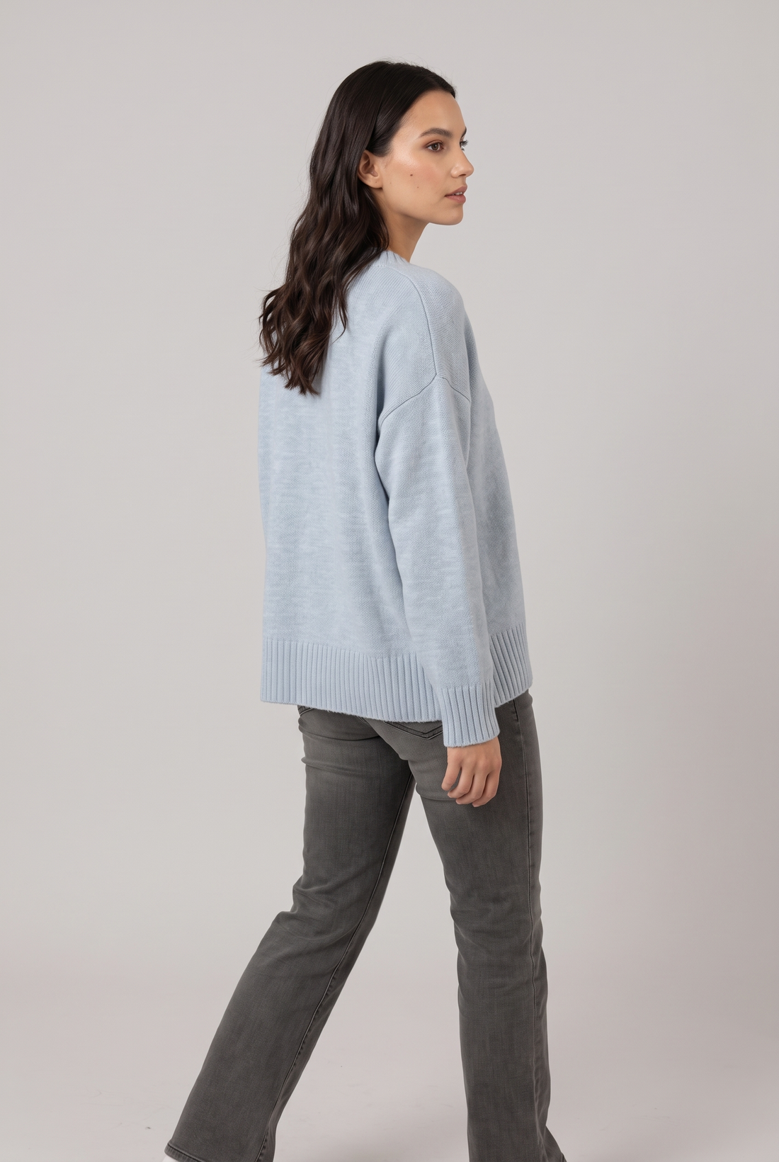 Women Oversized V-Neck Knit Sweater