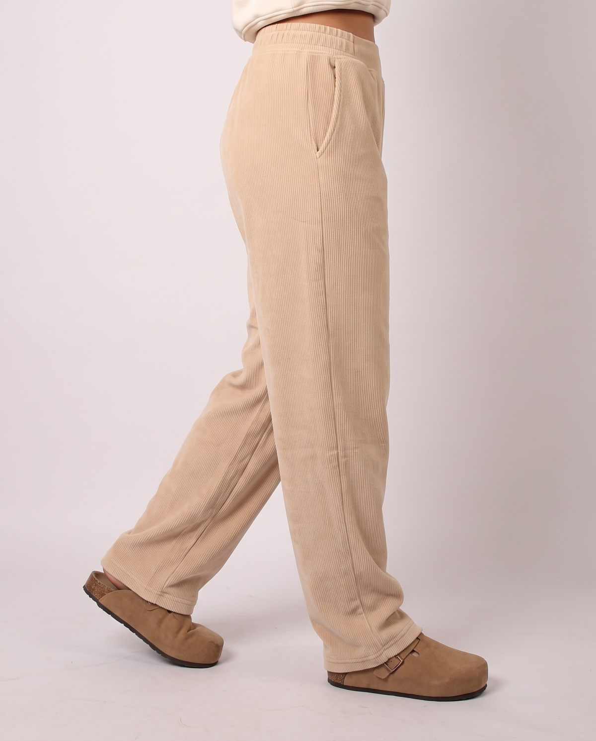 NUT Women Tied Elastic High Waist Velvet Pants