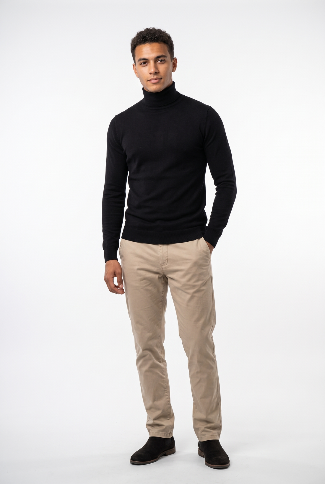 Men Turtleneck Knitwear Sweater (Black)