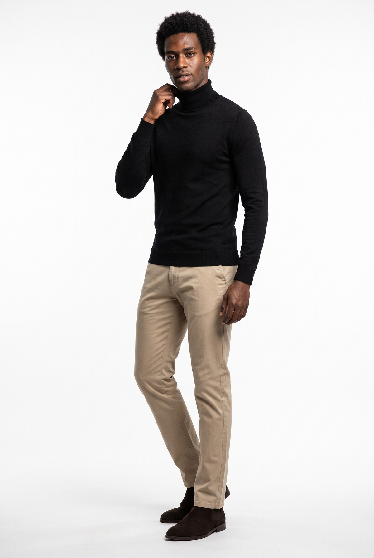 Men Turtleneck Knitwear Sweater (Black)