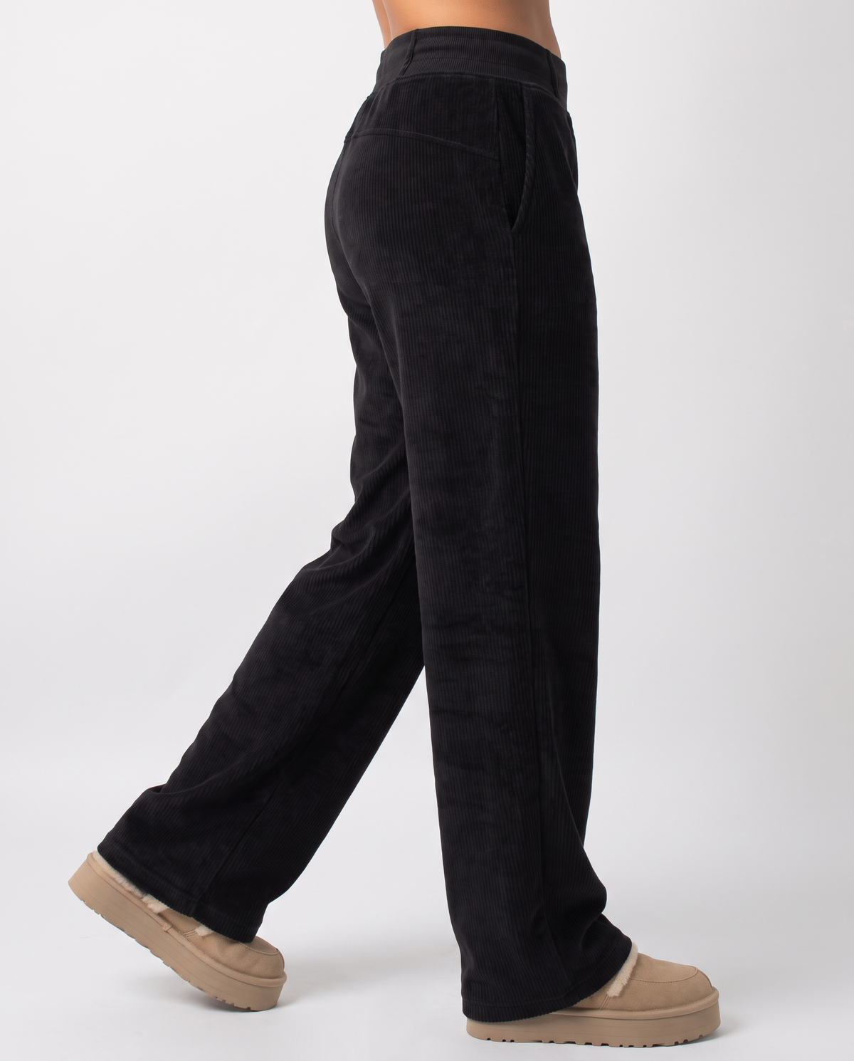 NUT Women Tied Elastic High Waist Velvet Pants