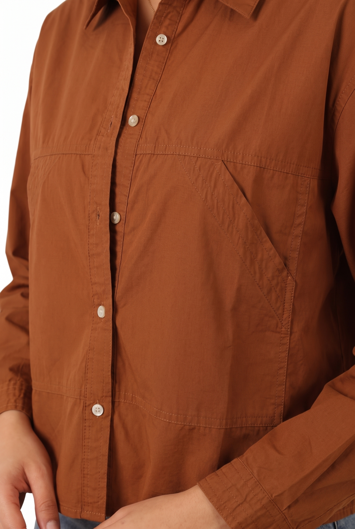 Women Cropped Shirt - Front Pockets