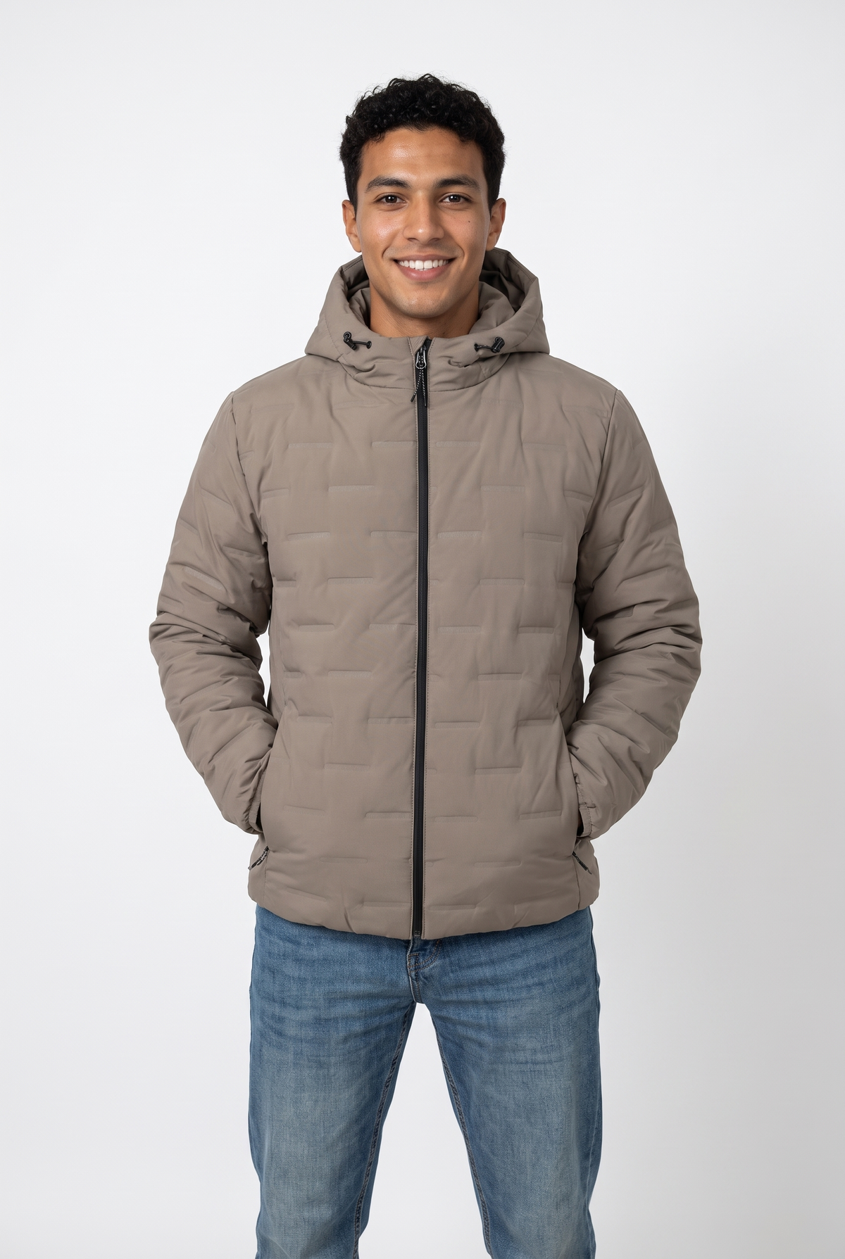 Hooded Puffer Jacket (Café)