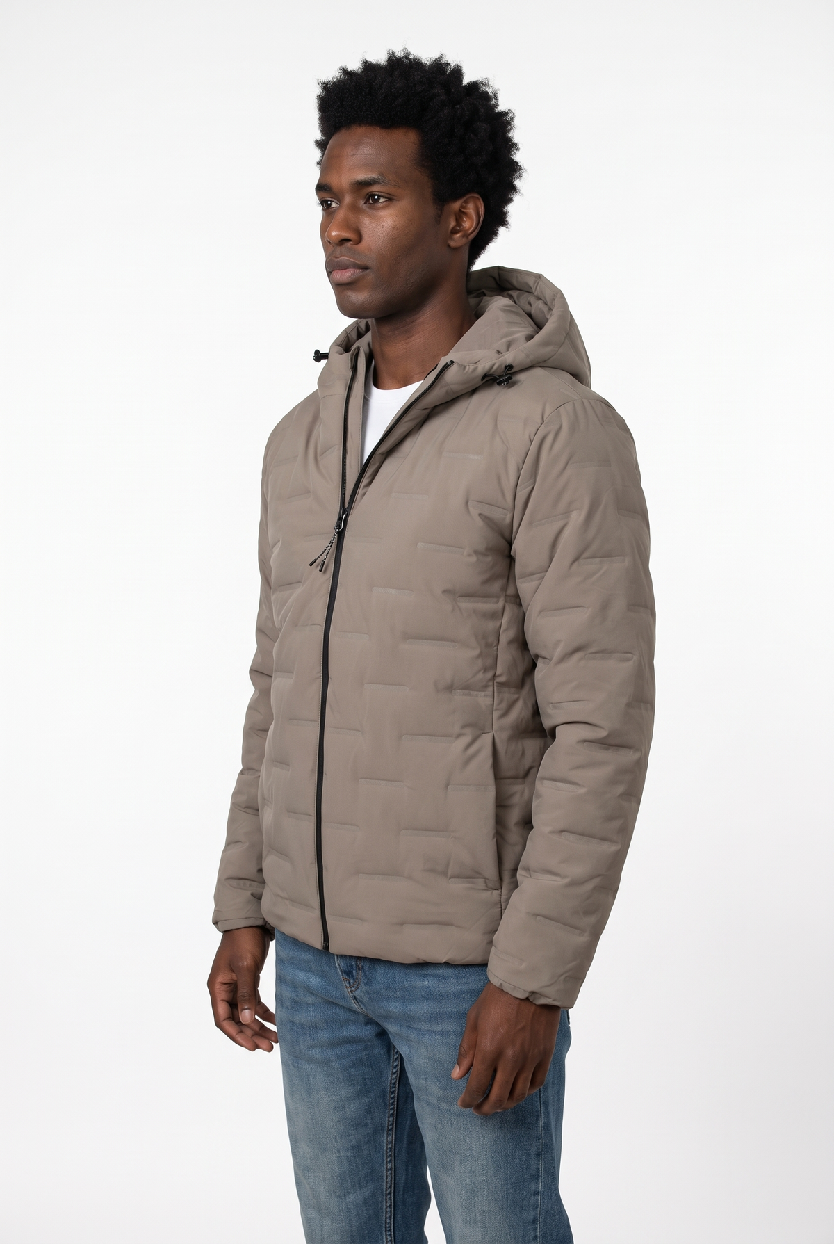 Hooded Puffer Jacket (Café)