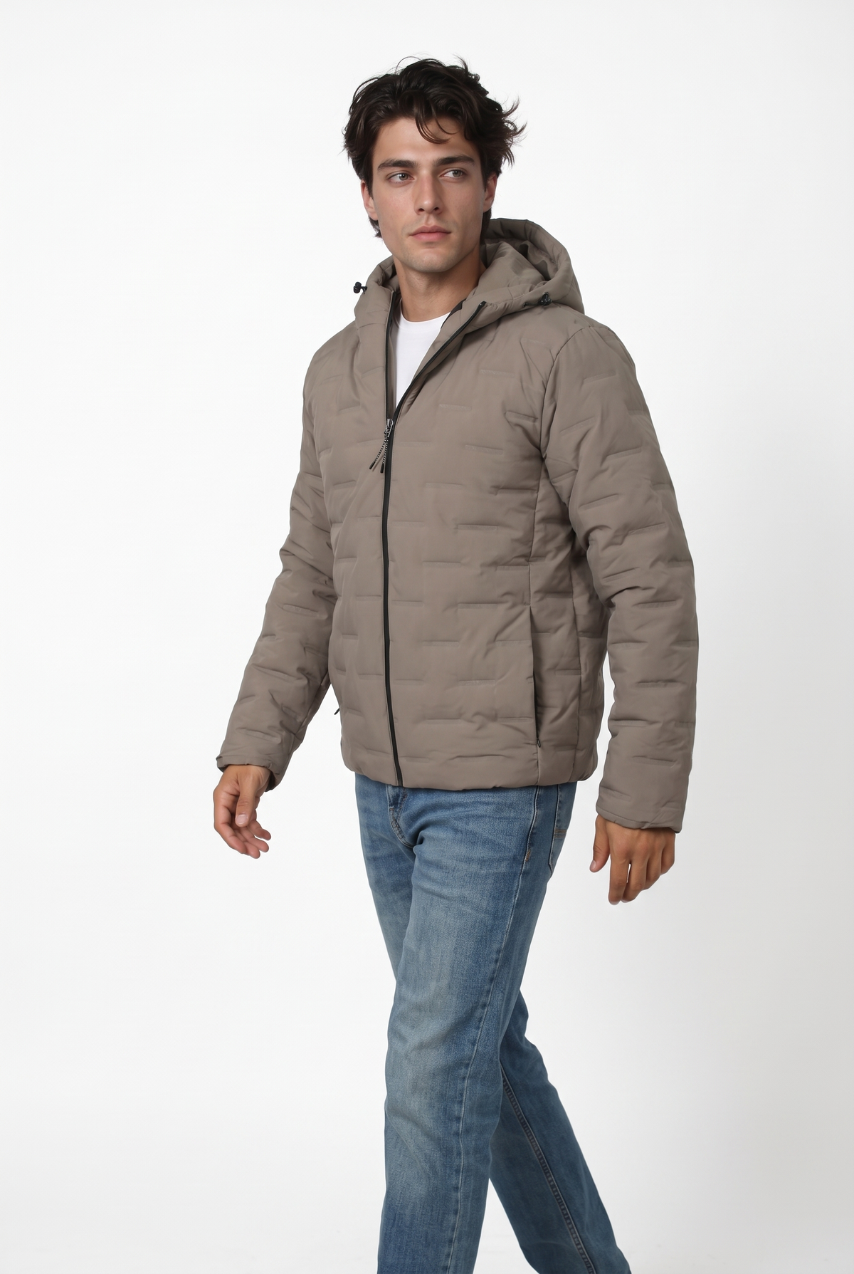 Hooded Puffer Jacket (Café)