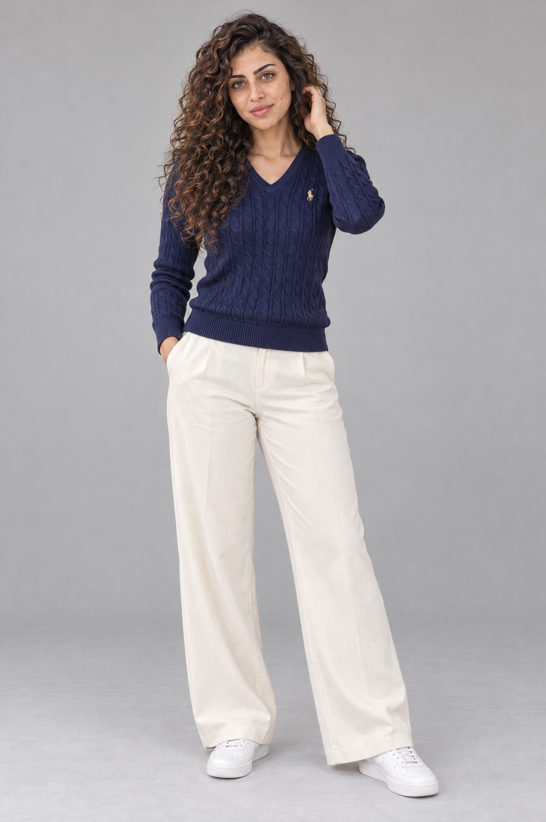 Knit V-Neck Sweater -Slim Fit