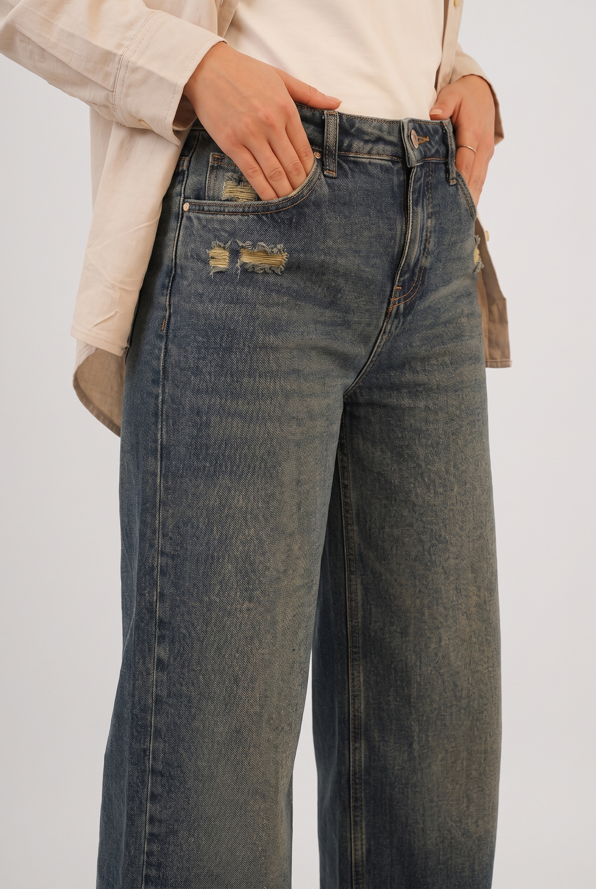 Women High Waist-Wide Leg Jeans