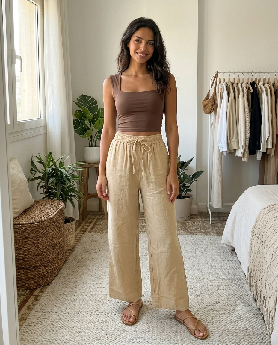Women Breeze Tie-Waist Linen Trousers