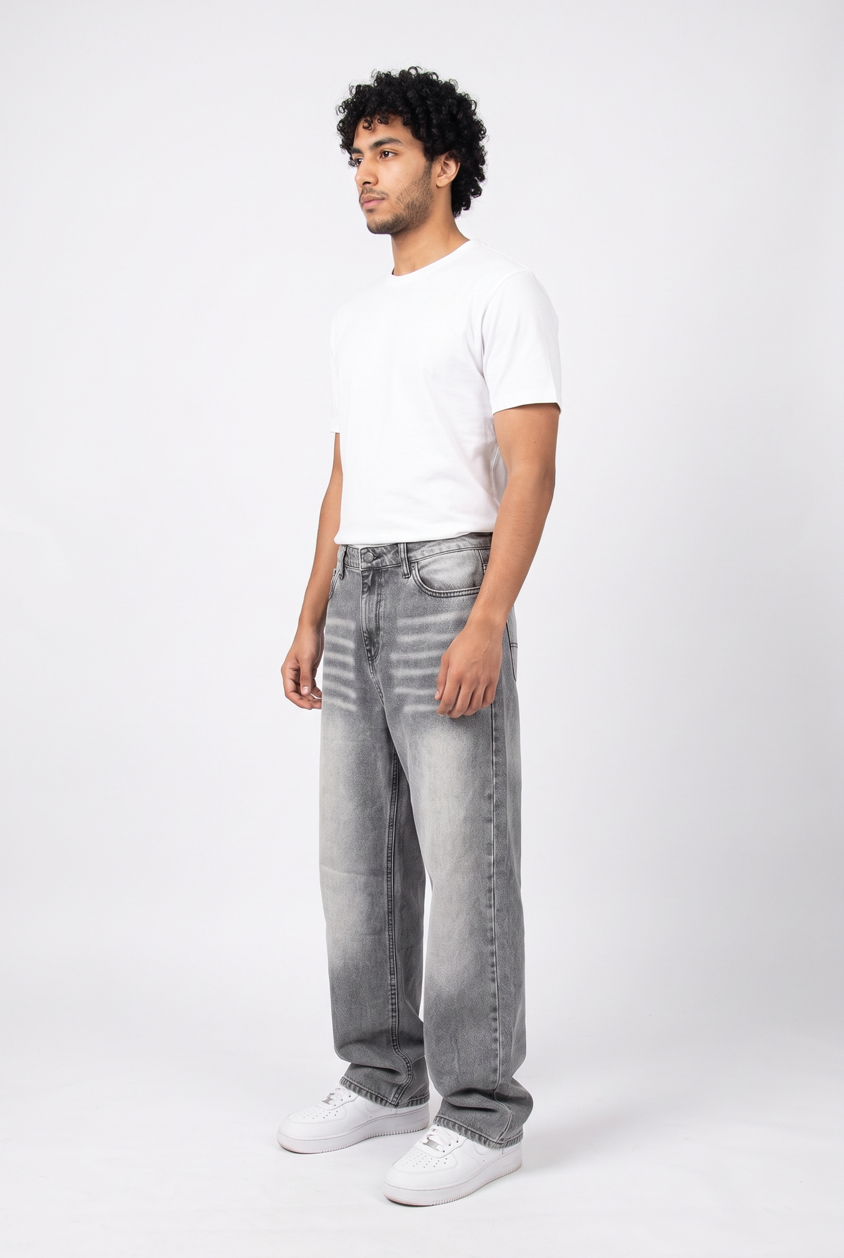 Men Wide Leg Jeans (Grey)
