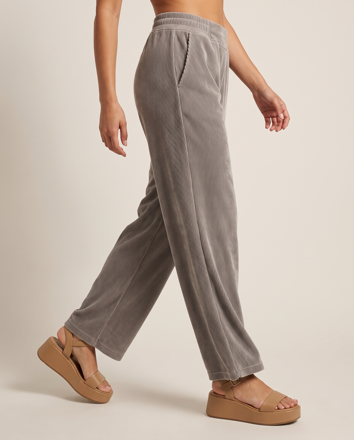 NUT Women Tied Elastic High Waist Velvet Pants