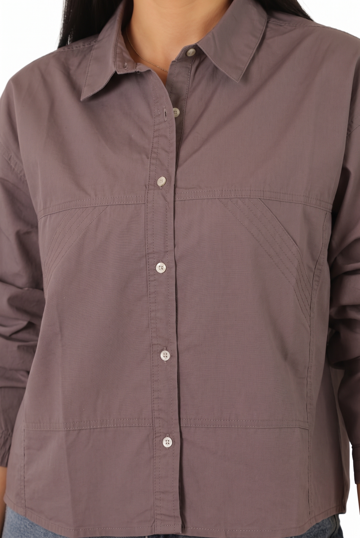 Women Cropped Shirt - Front Pockets