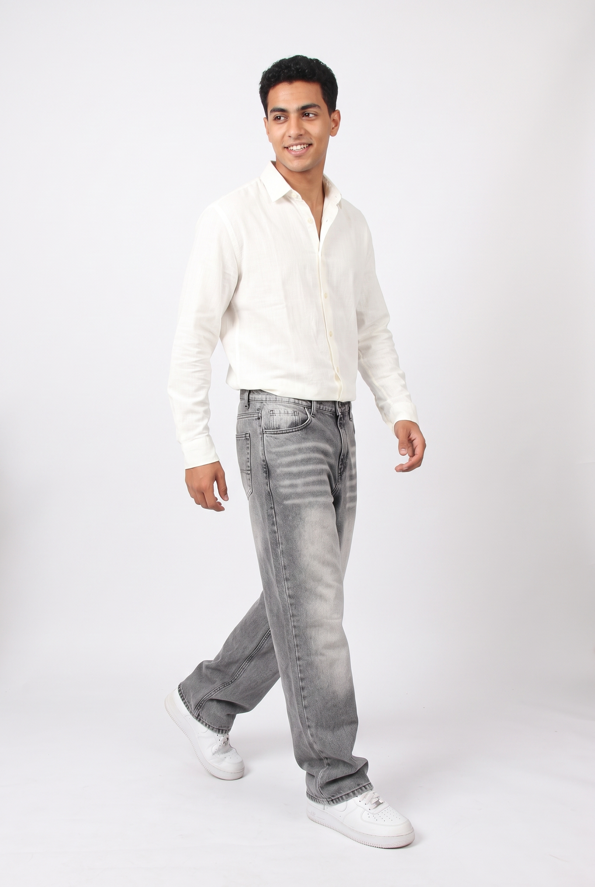 Men Wide Leg Jeans (Grey)