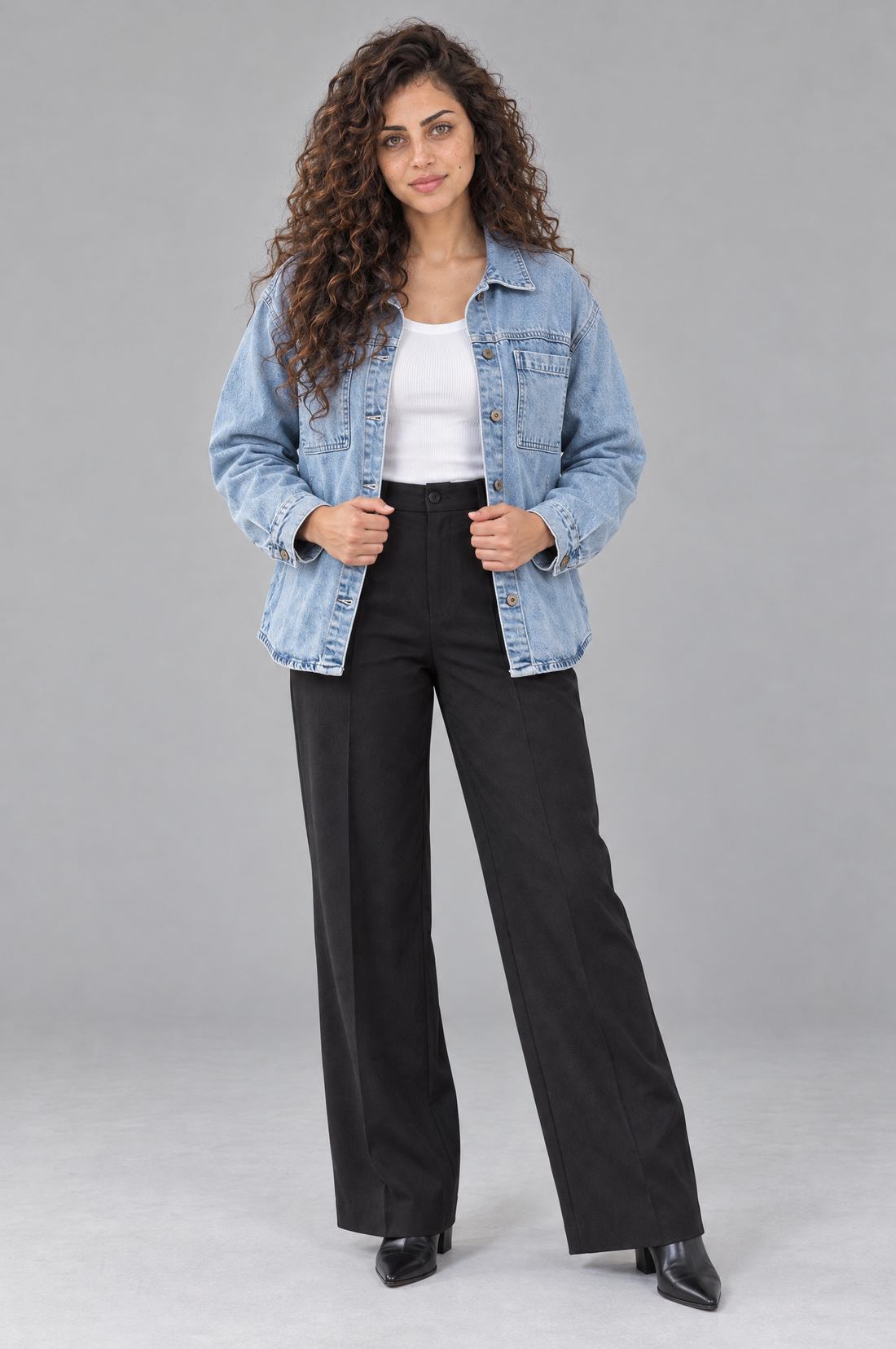 Oversized Denim Jacket With Chest Pockets