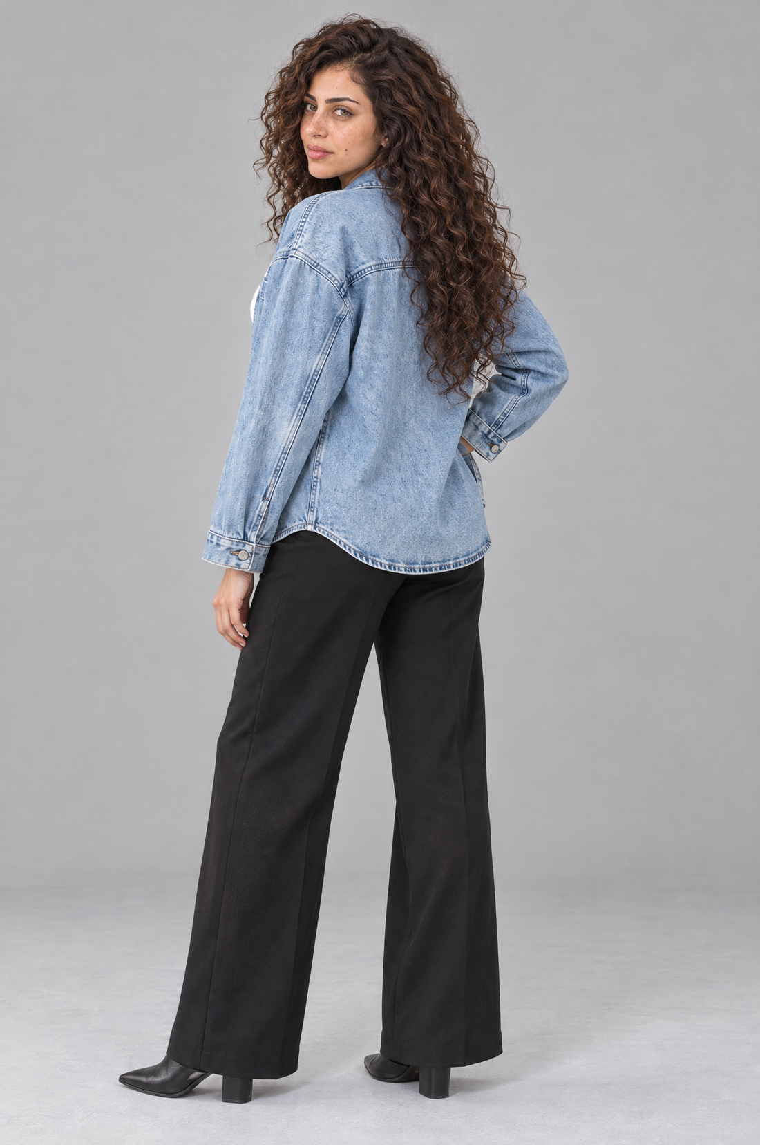 Oversized Denim Jacket With Chest Pockets