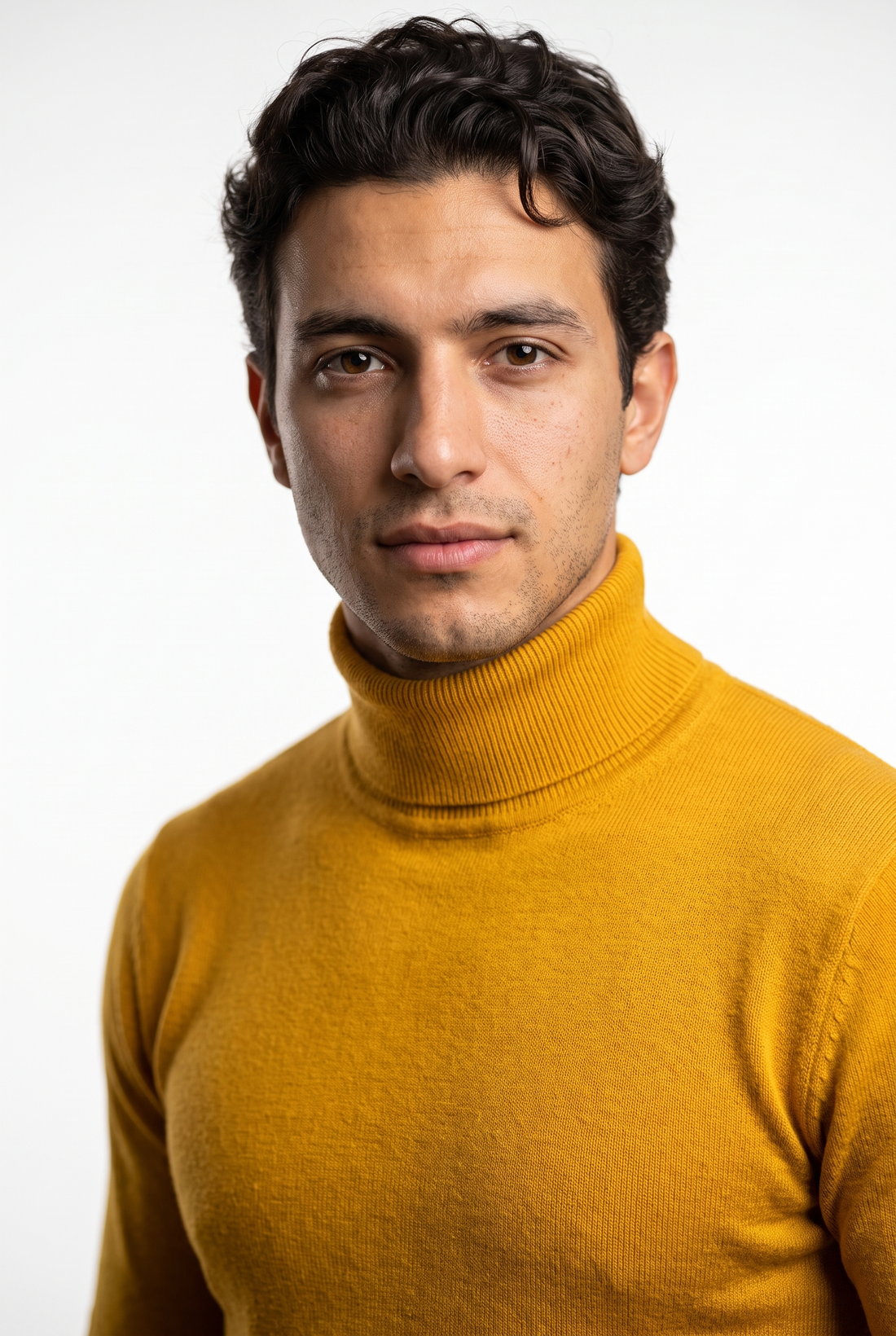 Men Turtleneck Knitwear Sweater (Mustard Yellow)