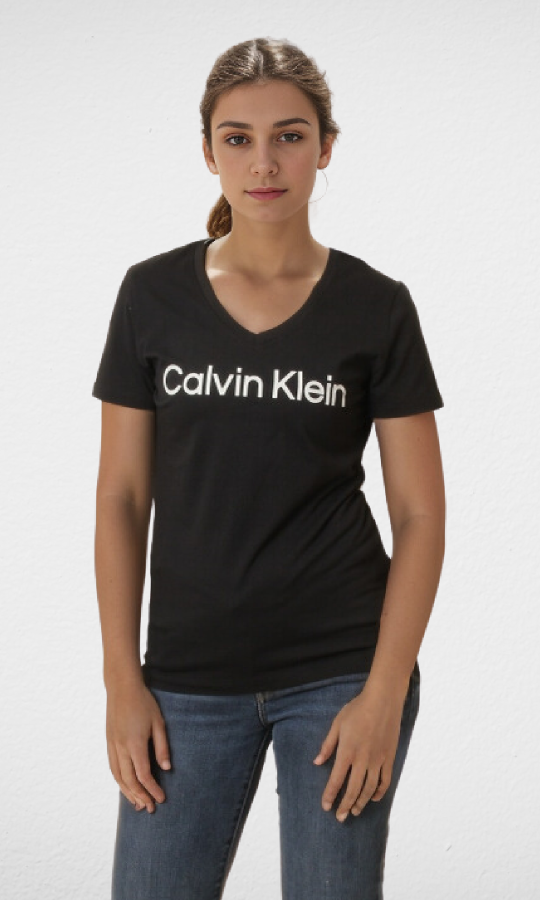 Women T-shirt CK (Black Logo White)