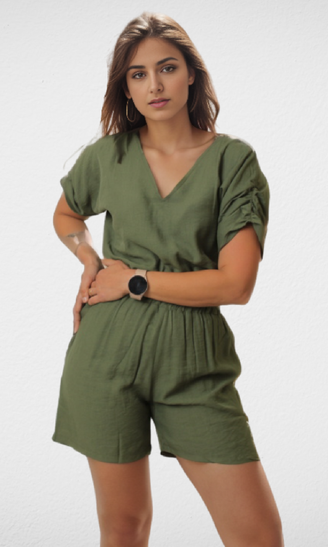 Women Jumpsuit Short (Oil Green)