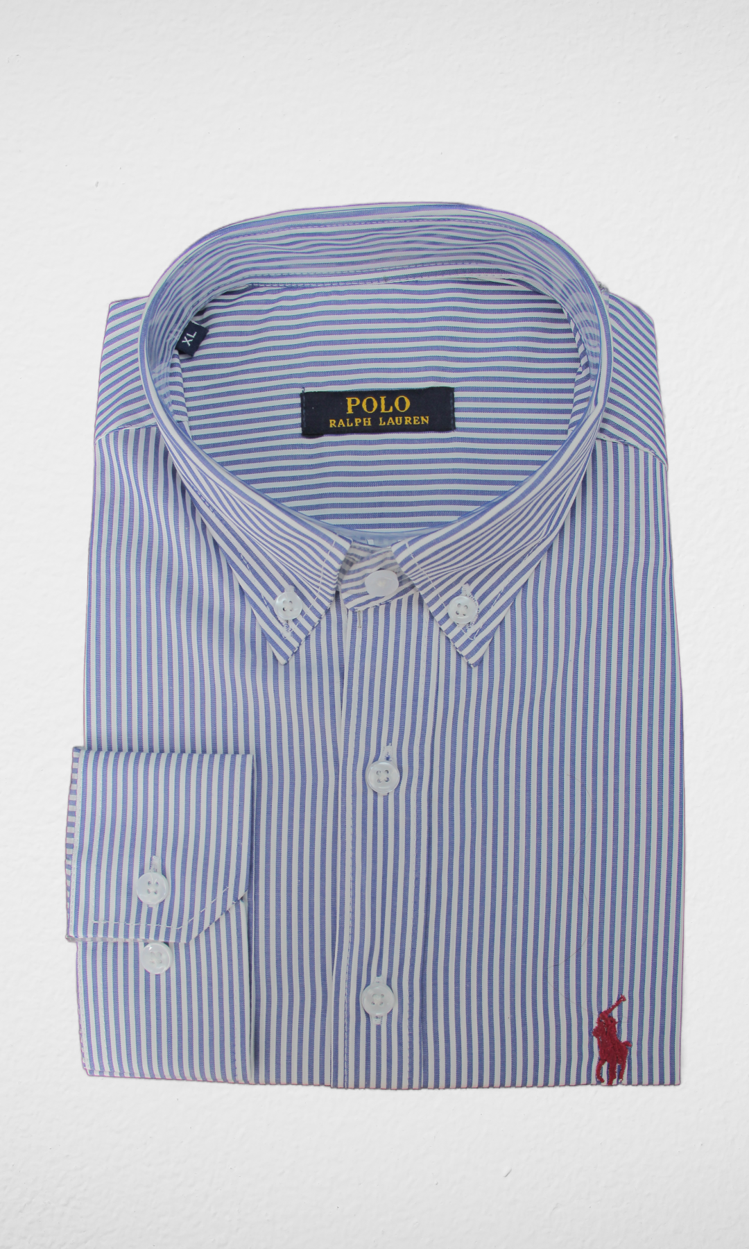 Men Shirt Blue Striped White