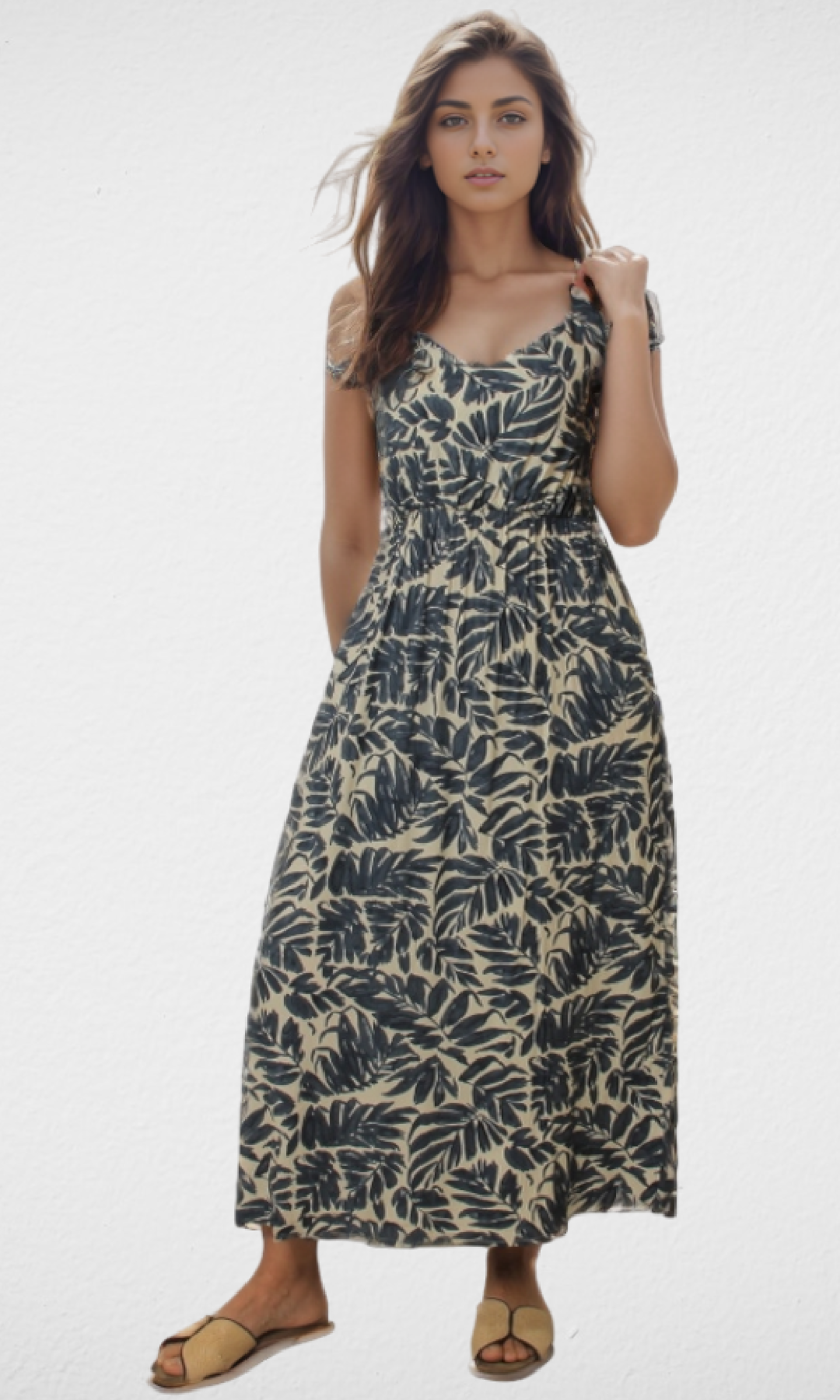 Women Dress Floral Pattern (Dark Blue)