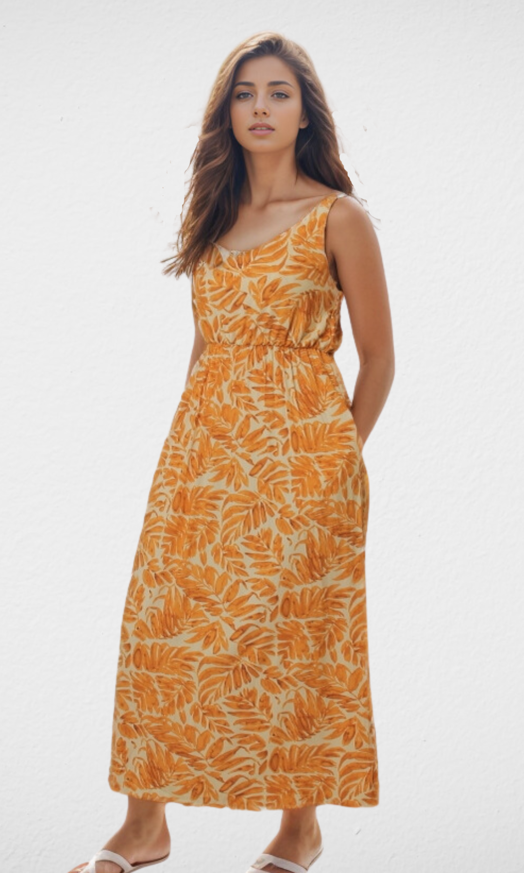 Women Dress Floral Pattern (Orange)
