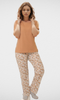 Women Pajama Brown (Plain T-Shirt & Pattern Pants)