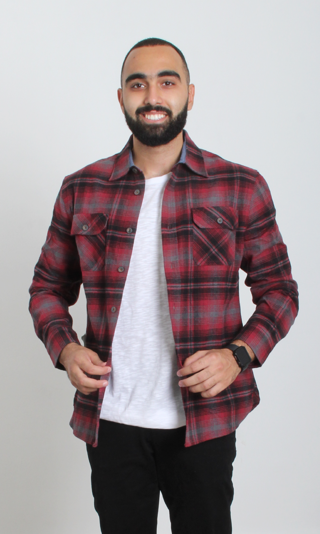 Checkered Long Sleeve Shirt (Red)