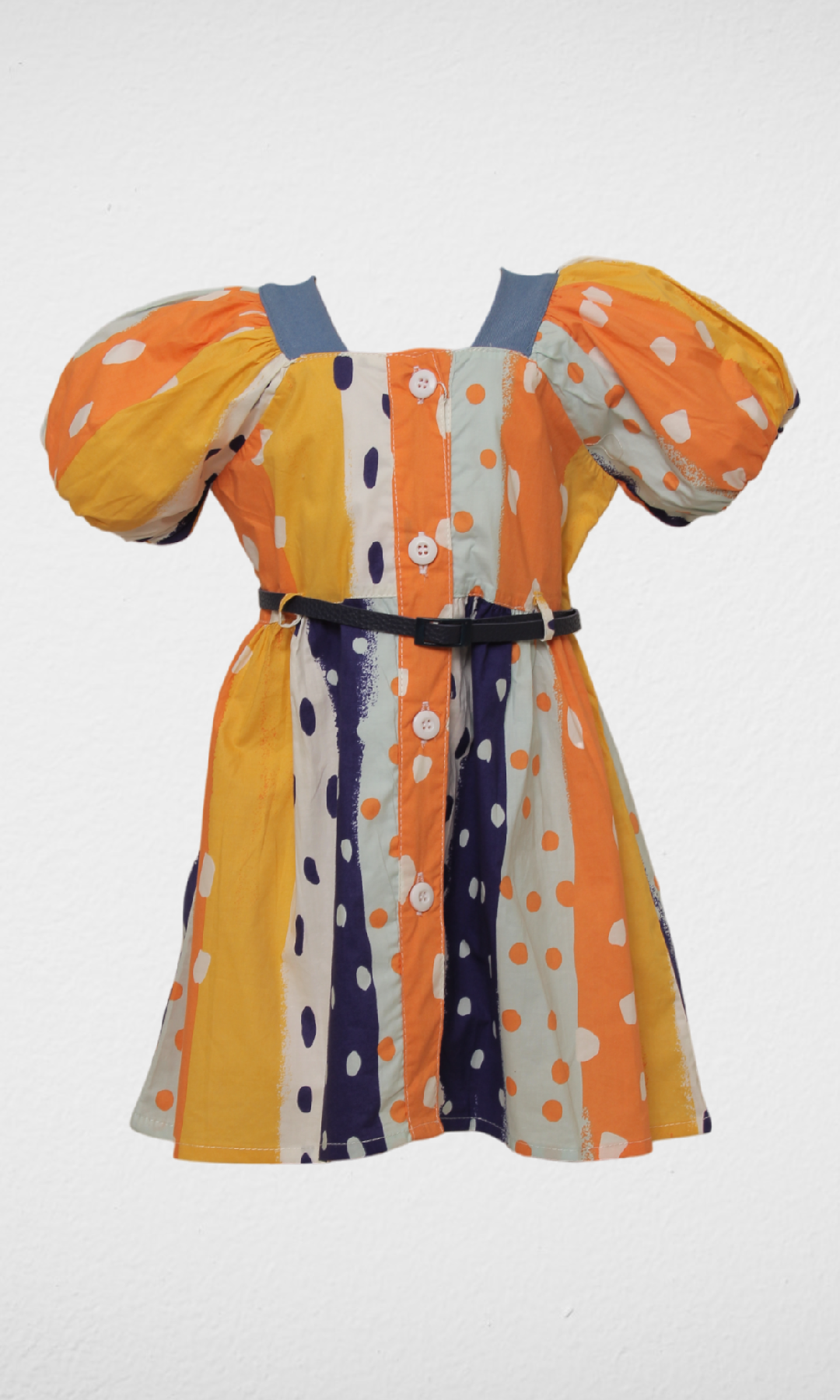 Dotted Girls Dress (Orange  )