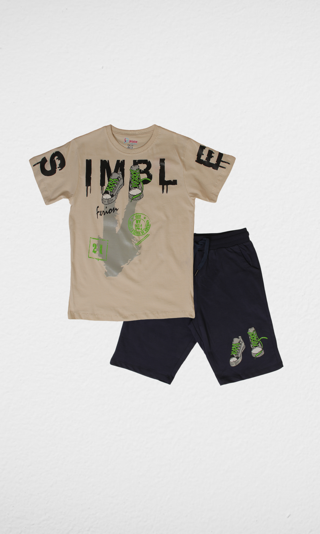 Cotton Boys Teens Set-Simple (Beige)