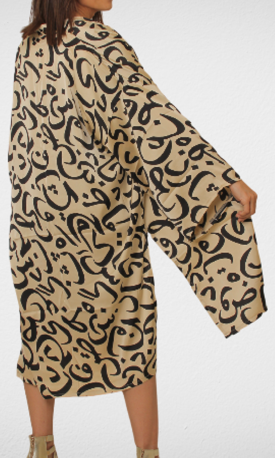 Women Satin Cardigan (Gold & Black)