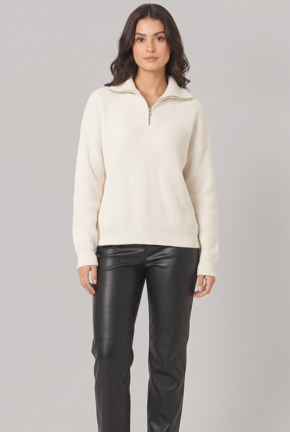 Women Half Zip Knit Sweater