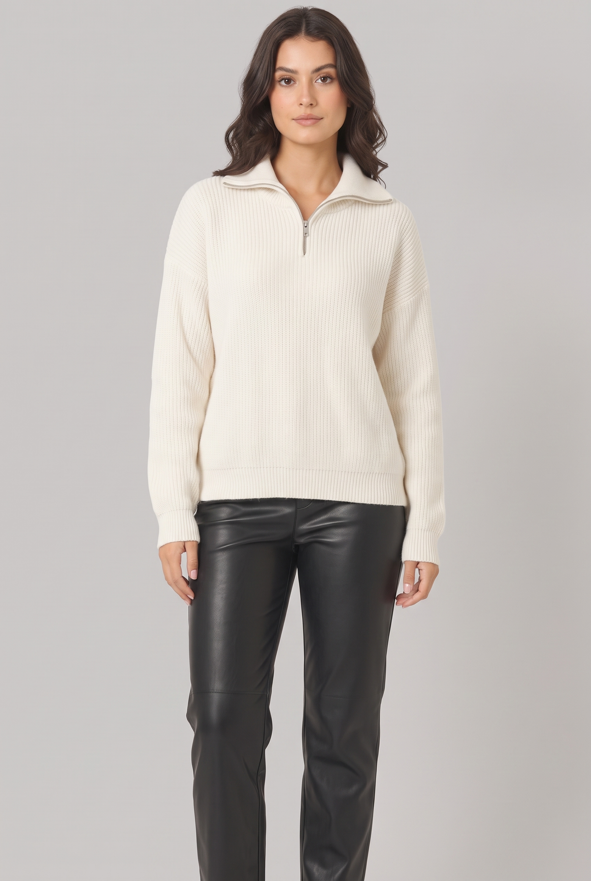 Women Half Zip Knit Sweater