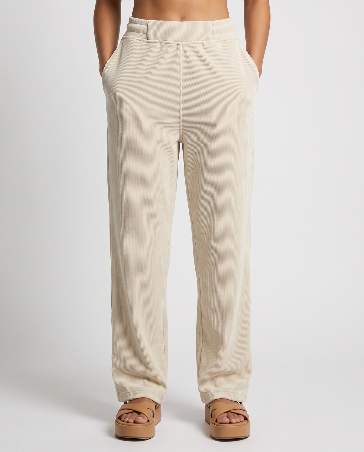NUT Women Tied Elastic High Waist Velvet Pants