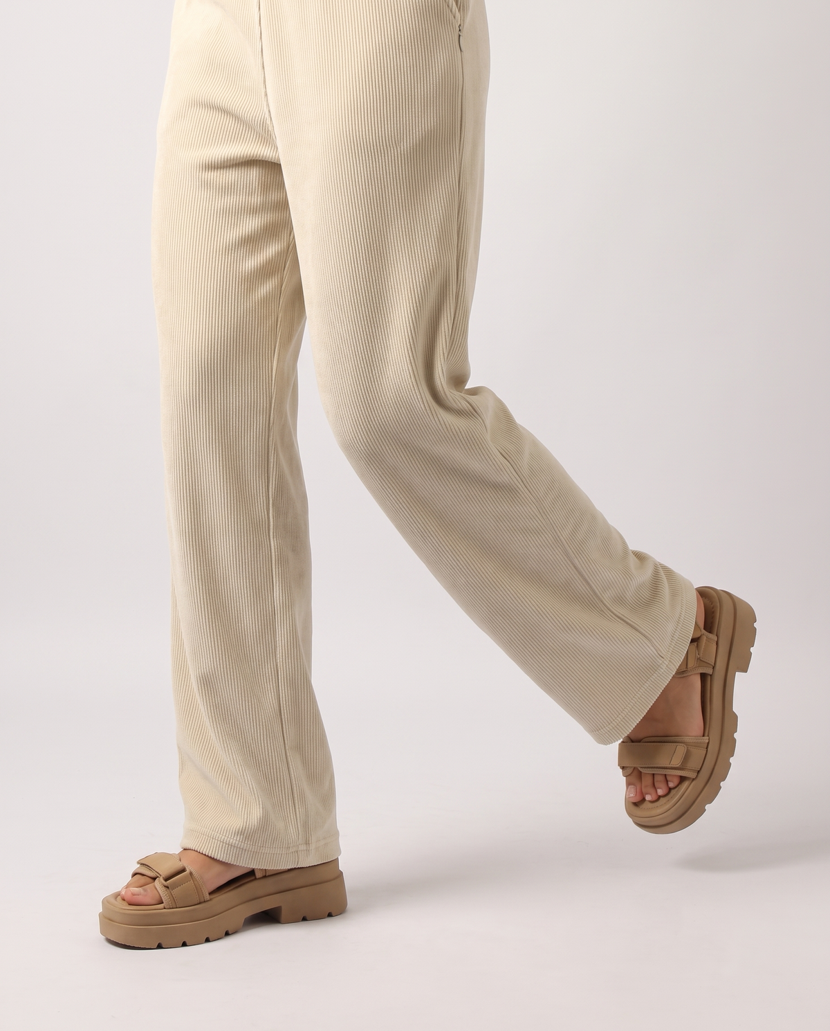 NUT Women Tied Elastic High Waist Velvet Pants