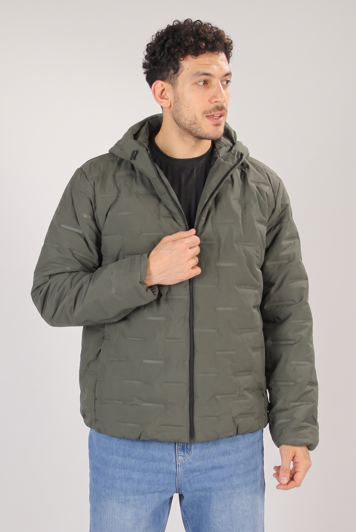 Hooded Puffer Jacket (Oil Green)