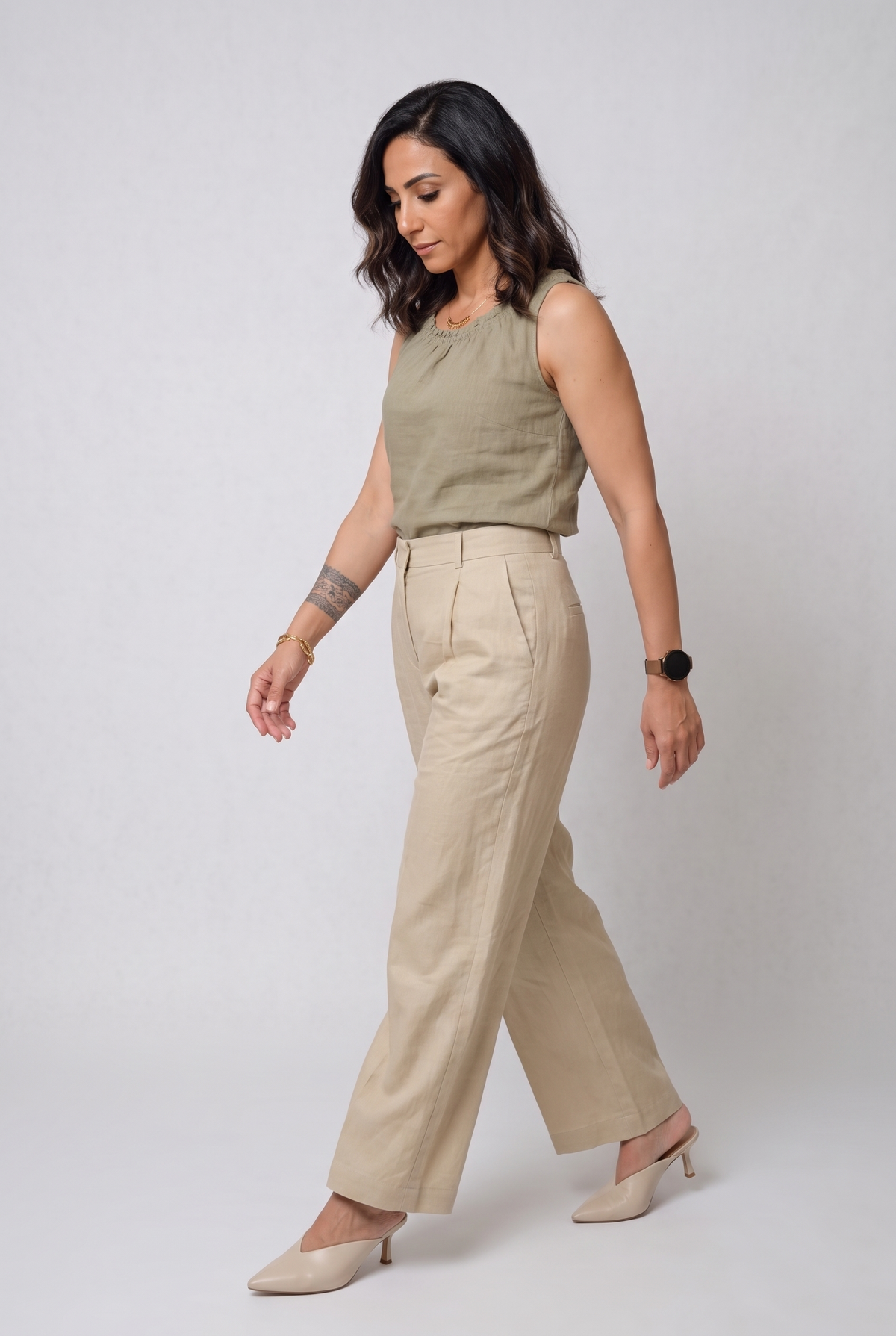 Women Linen Shirt - Oil Green