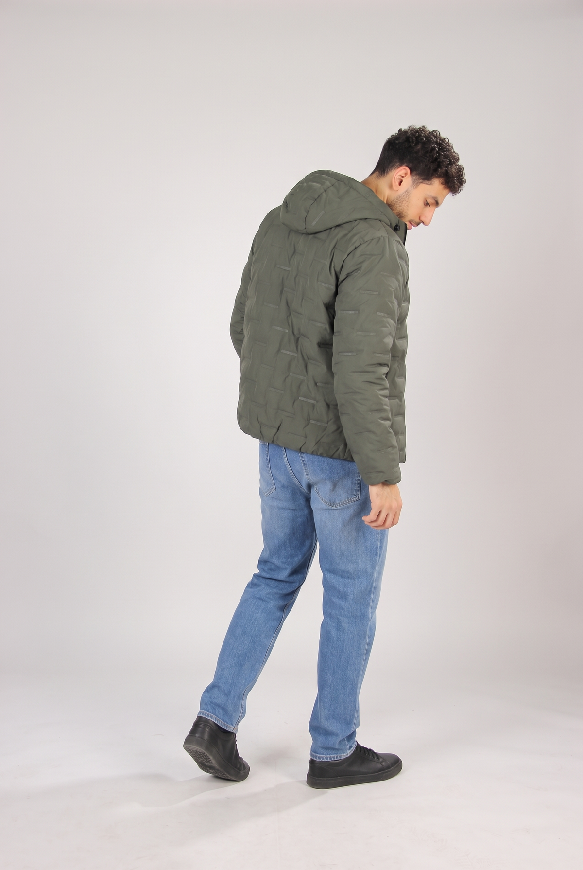 Hooded Puffer Jacket (Oil Green)