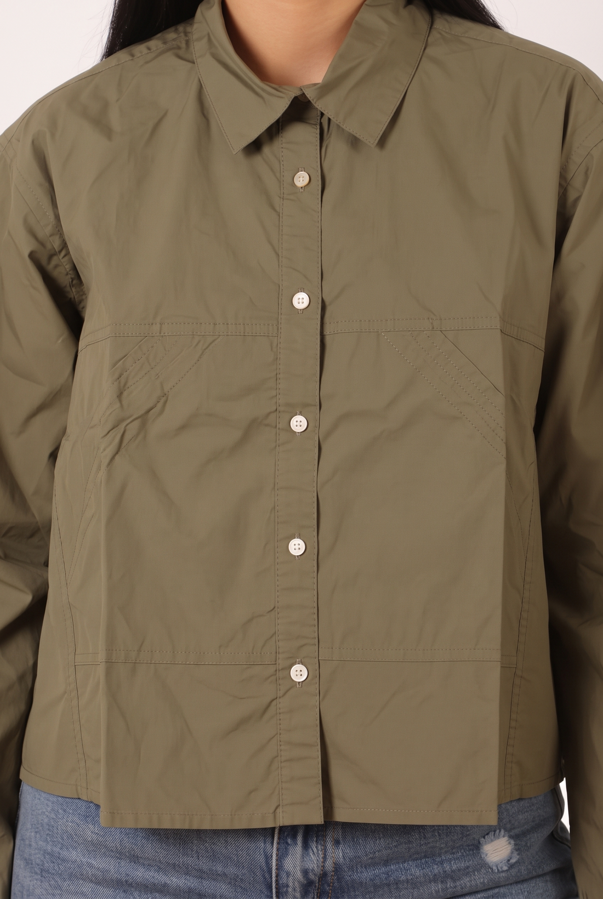 Women Cropped Shirt - Front Pockets