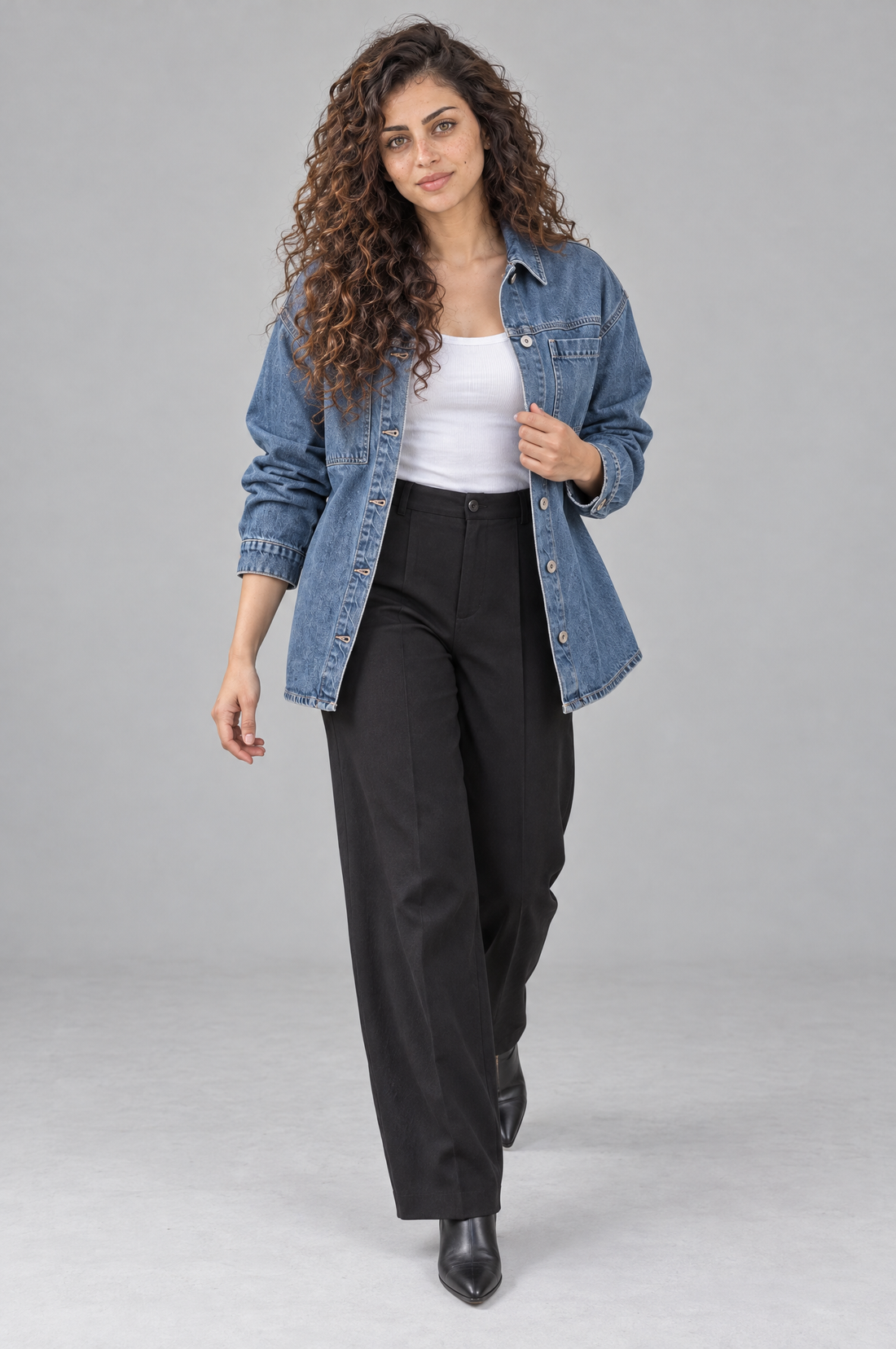 Oversized Denim Jacket With Chest Pockets