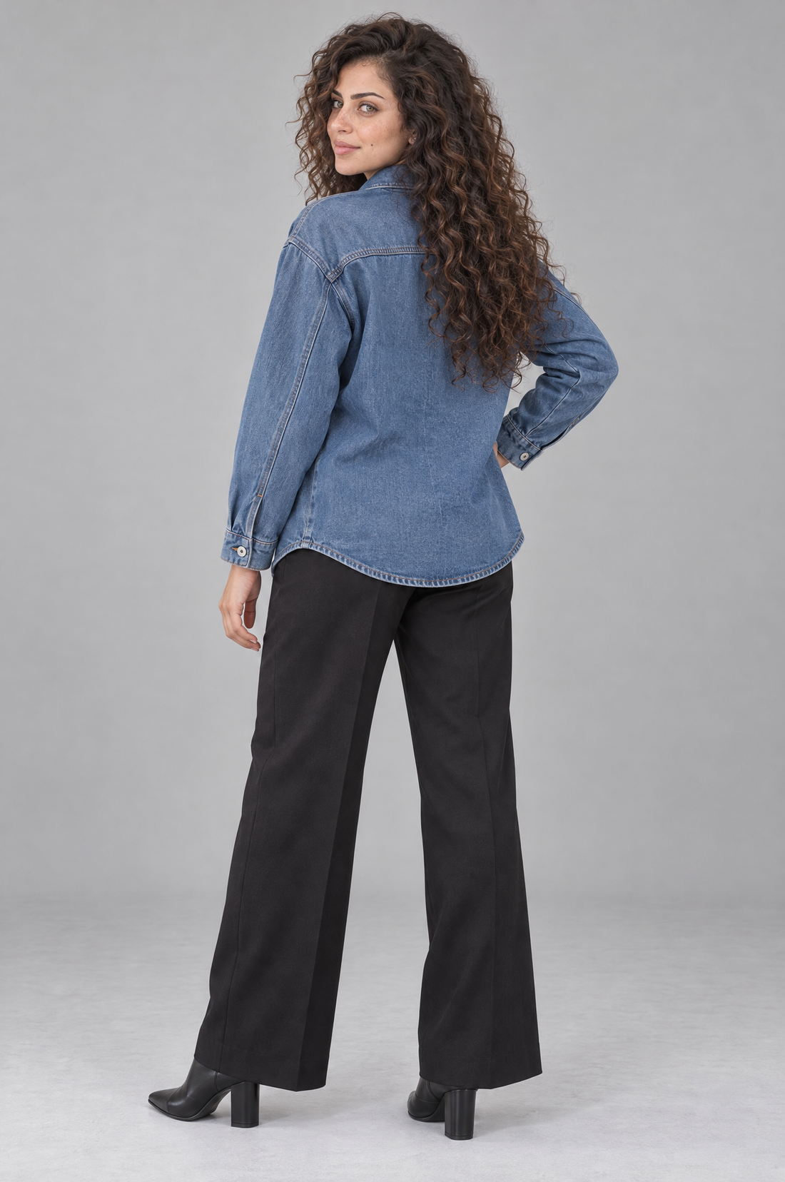 Oversized Denim Jacket With Chest Pockets
