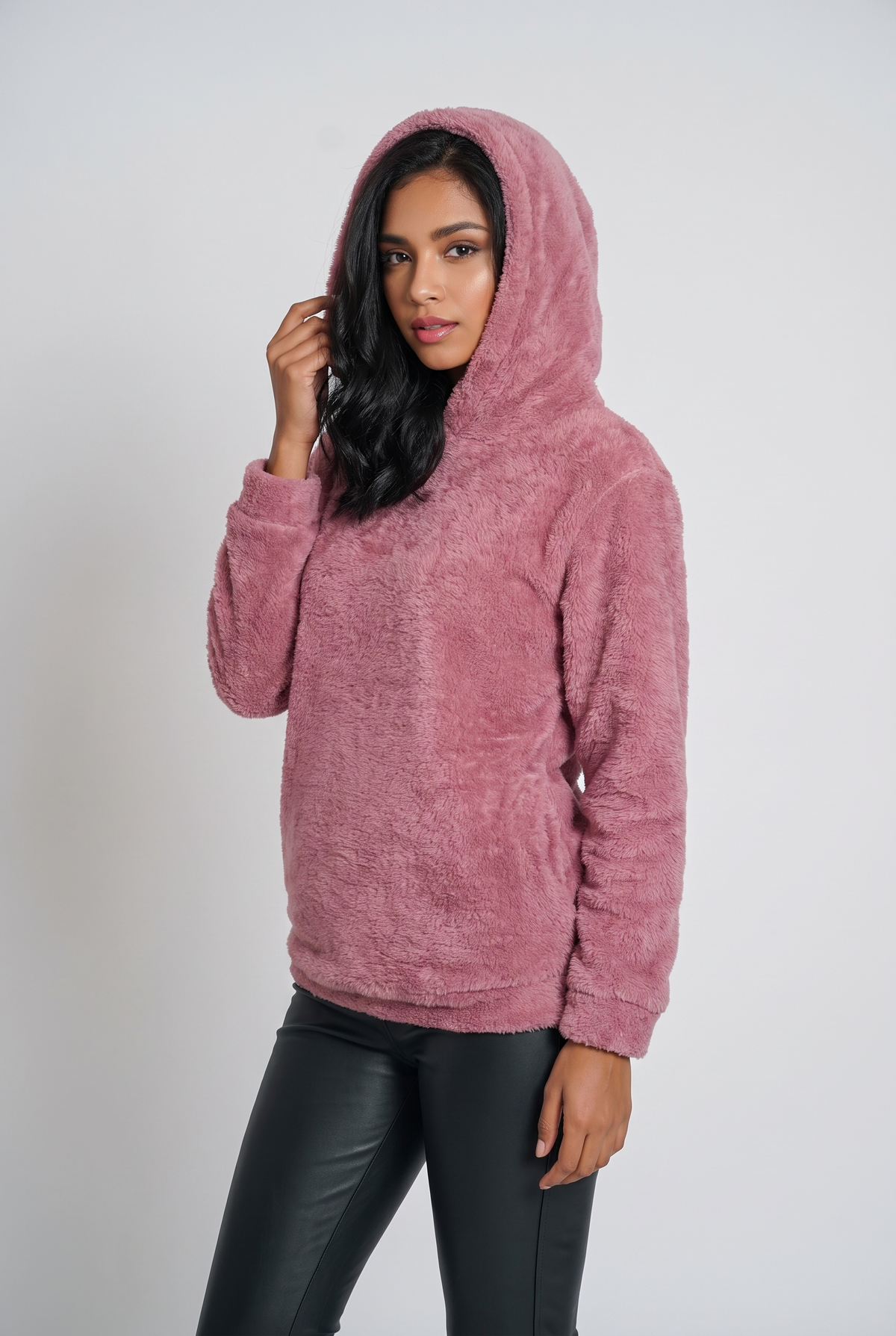 Women Fleece Hoodie (Pink)