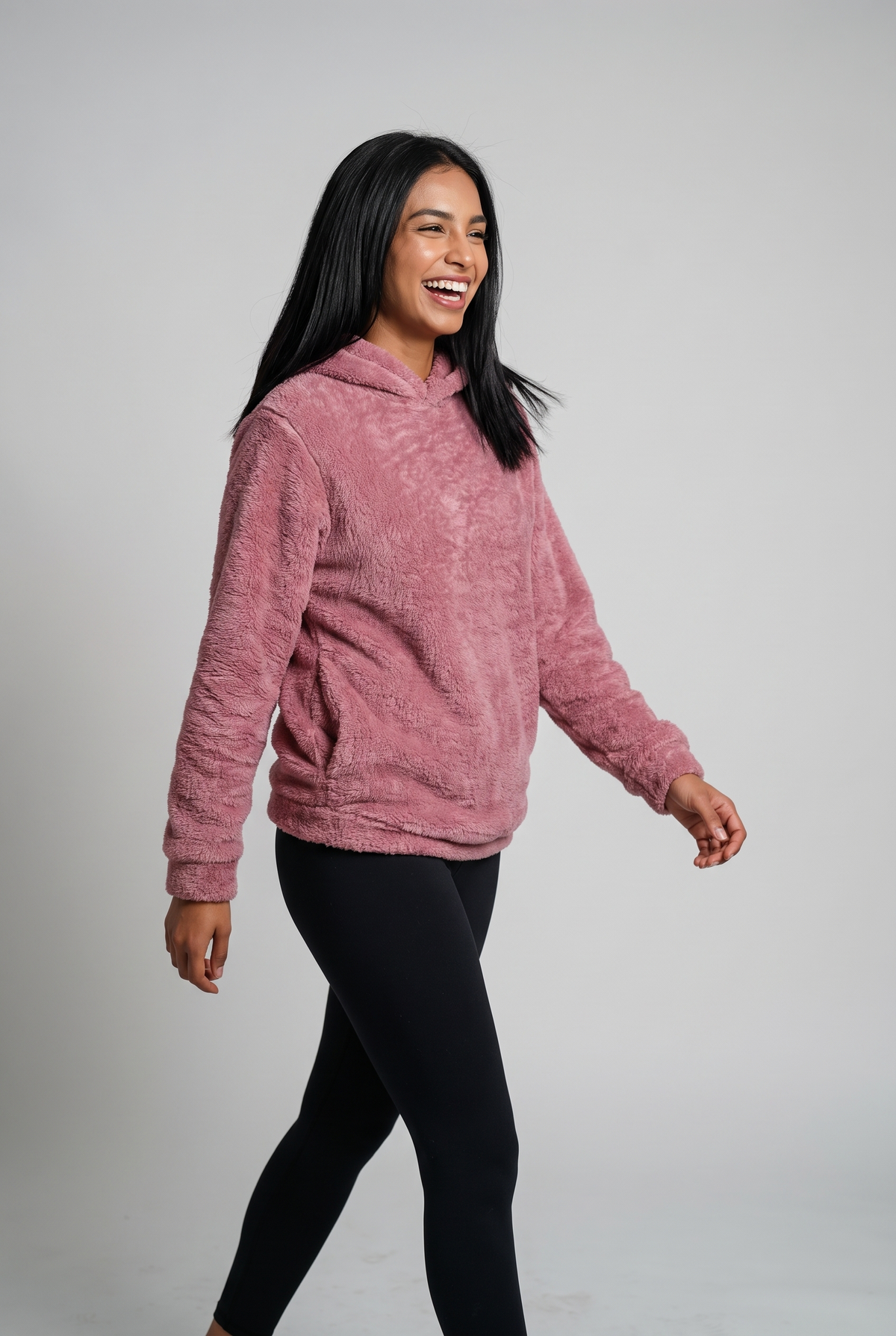 Women Fleece Hoodie (Pink)
