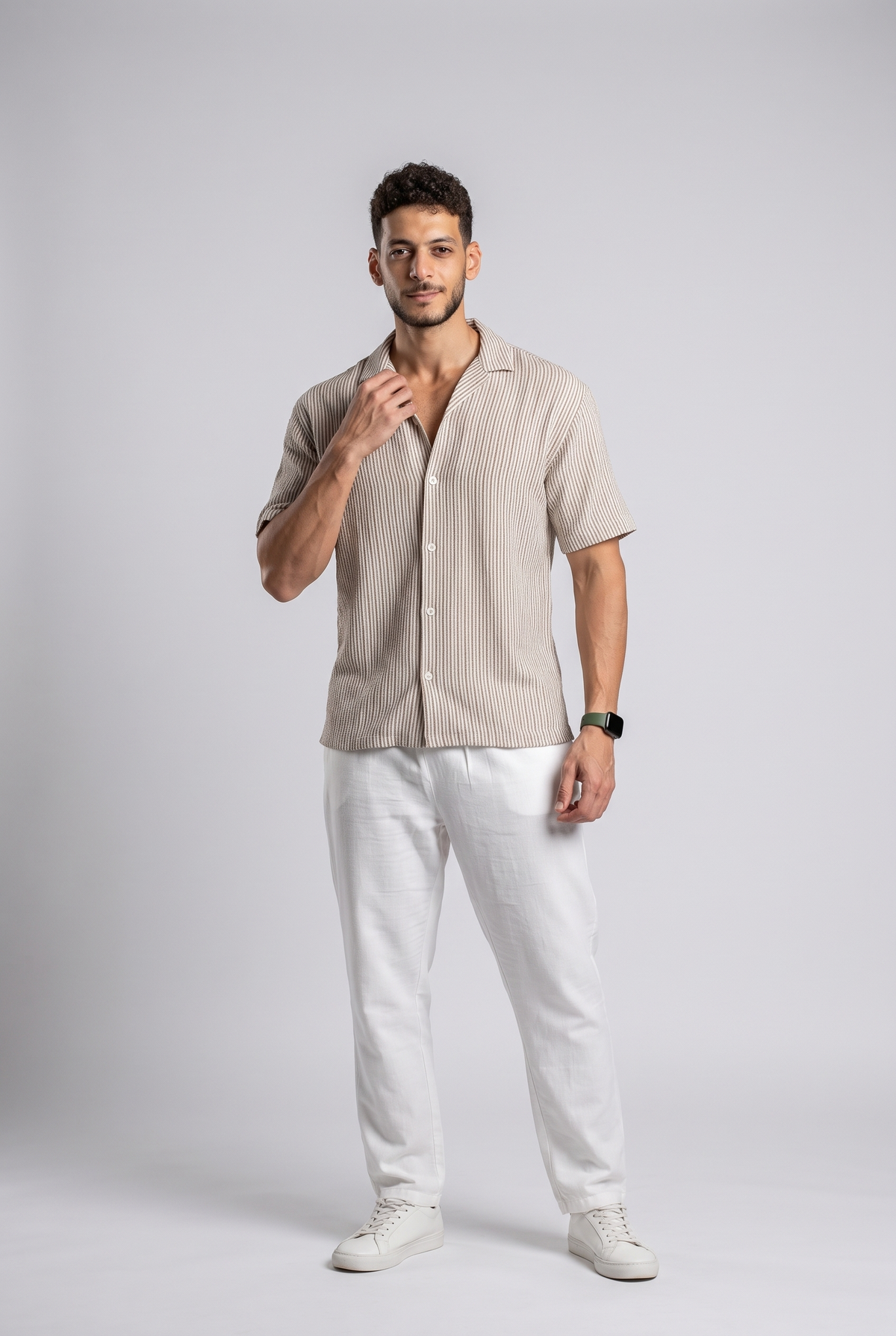 Men Regular Fit Texture Shirt (Stripe)