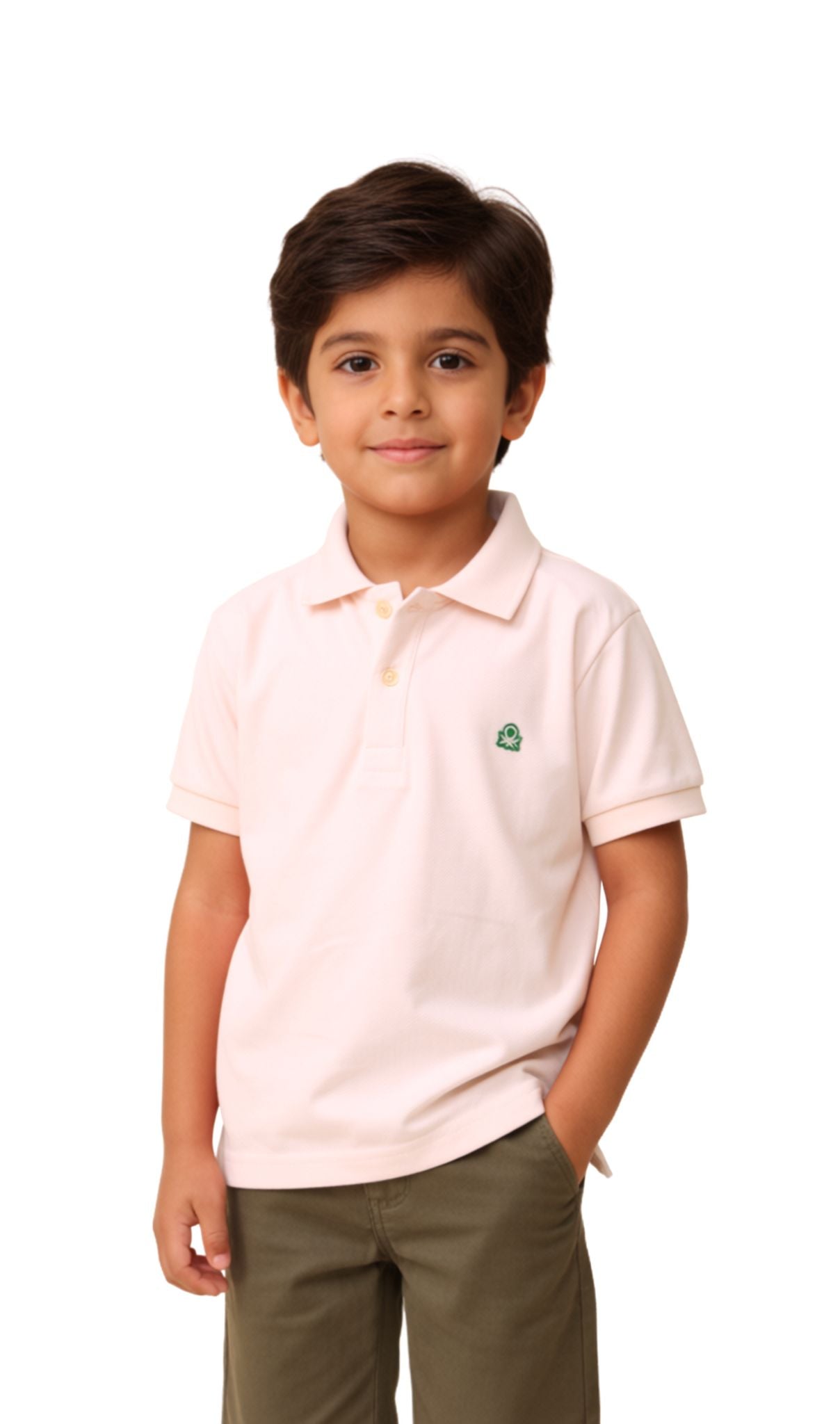 Kids Cotton Ribbed Polo Collar T-Shirt