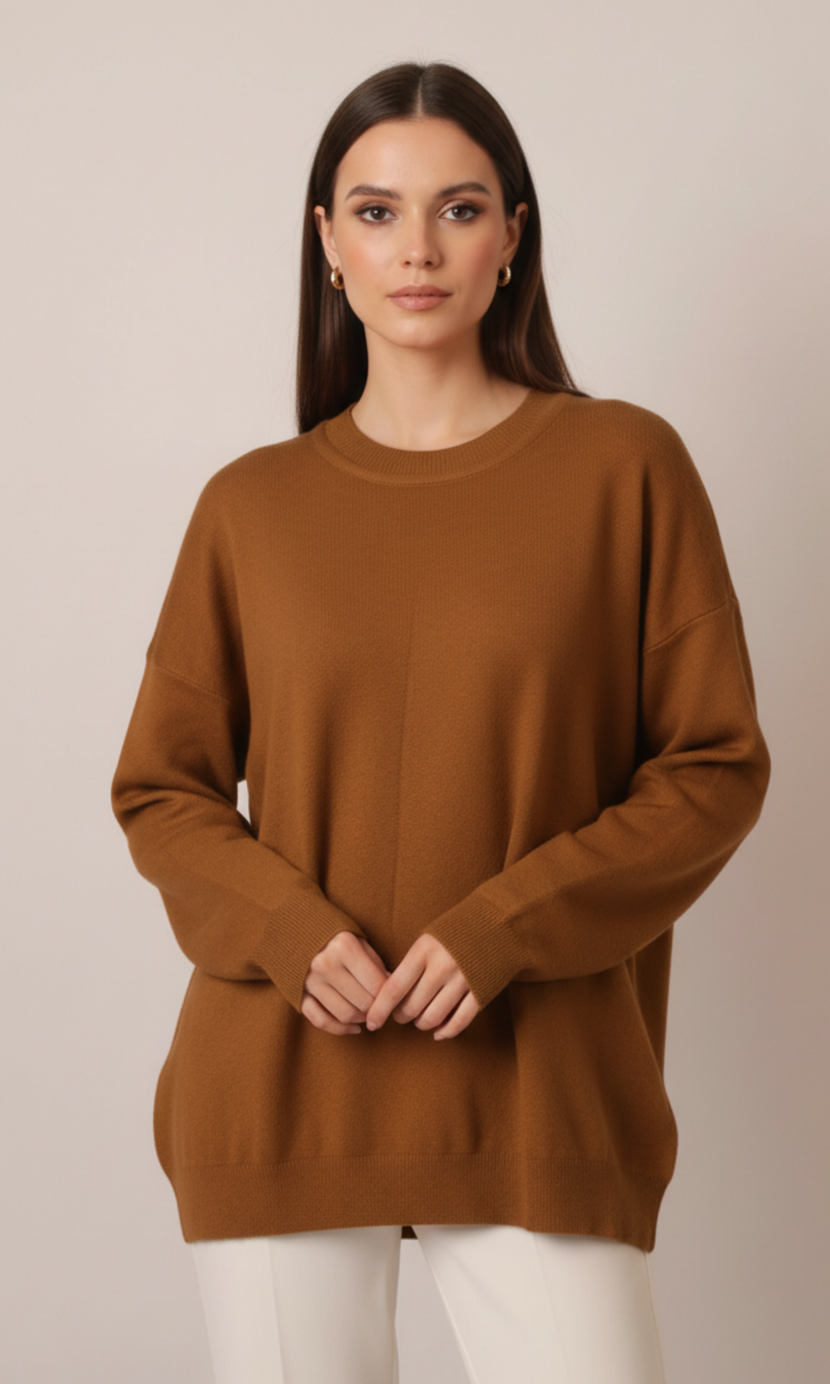 Women Basic Crew Neck Plain Sweater (5274)