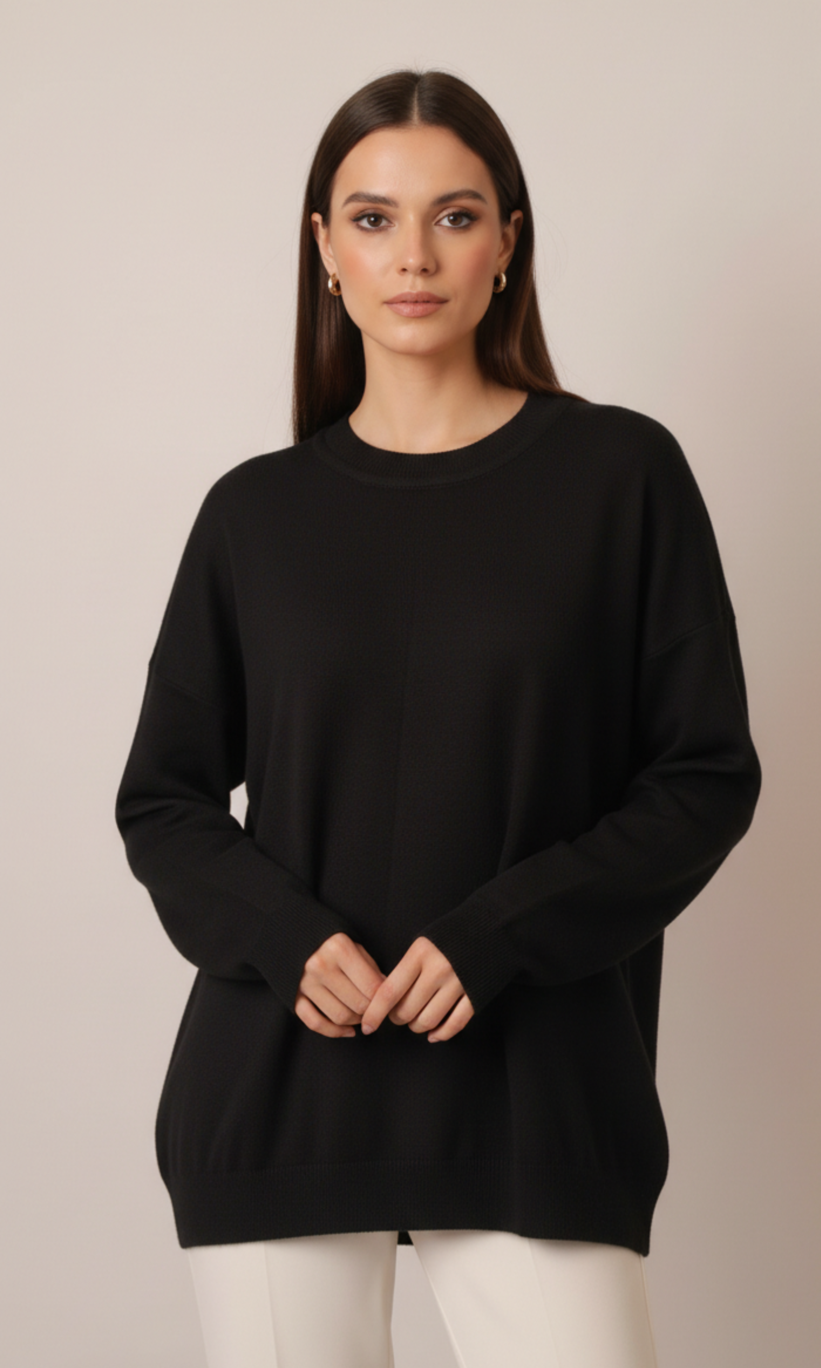 Women Basic Crew Neck Plain Sweater (5274)