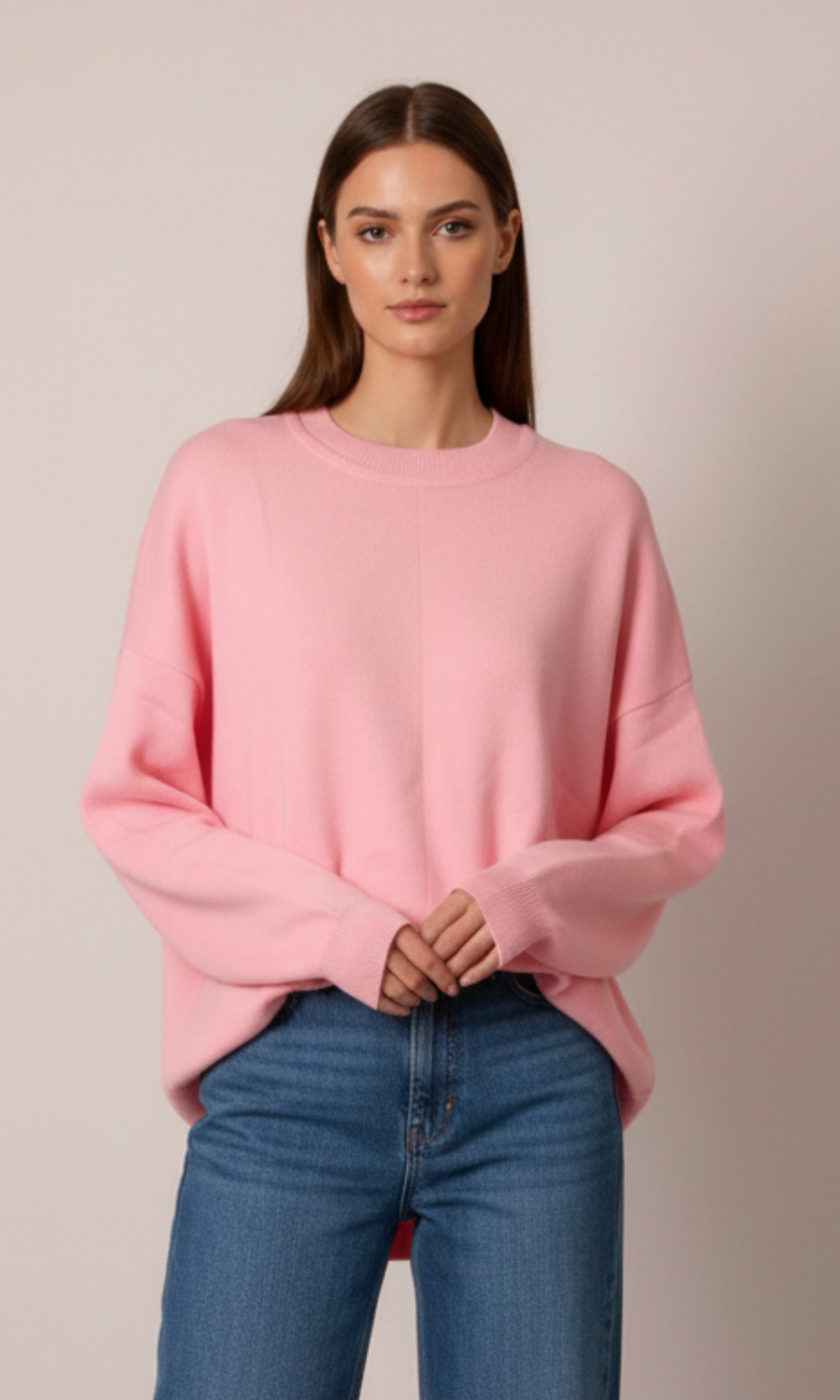 Women Basic Crew Neck Plain Sweater (5274)