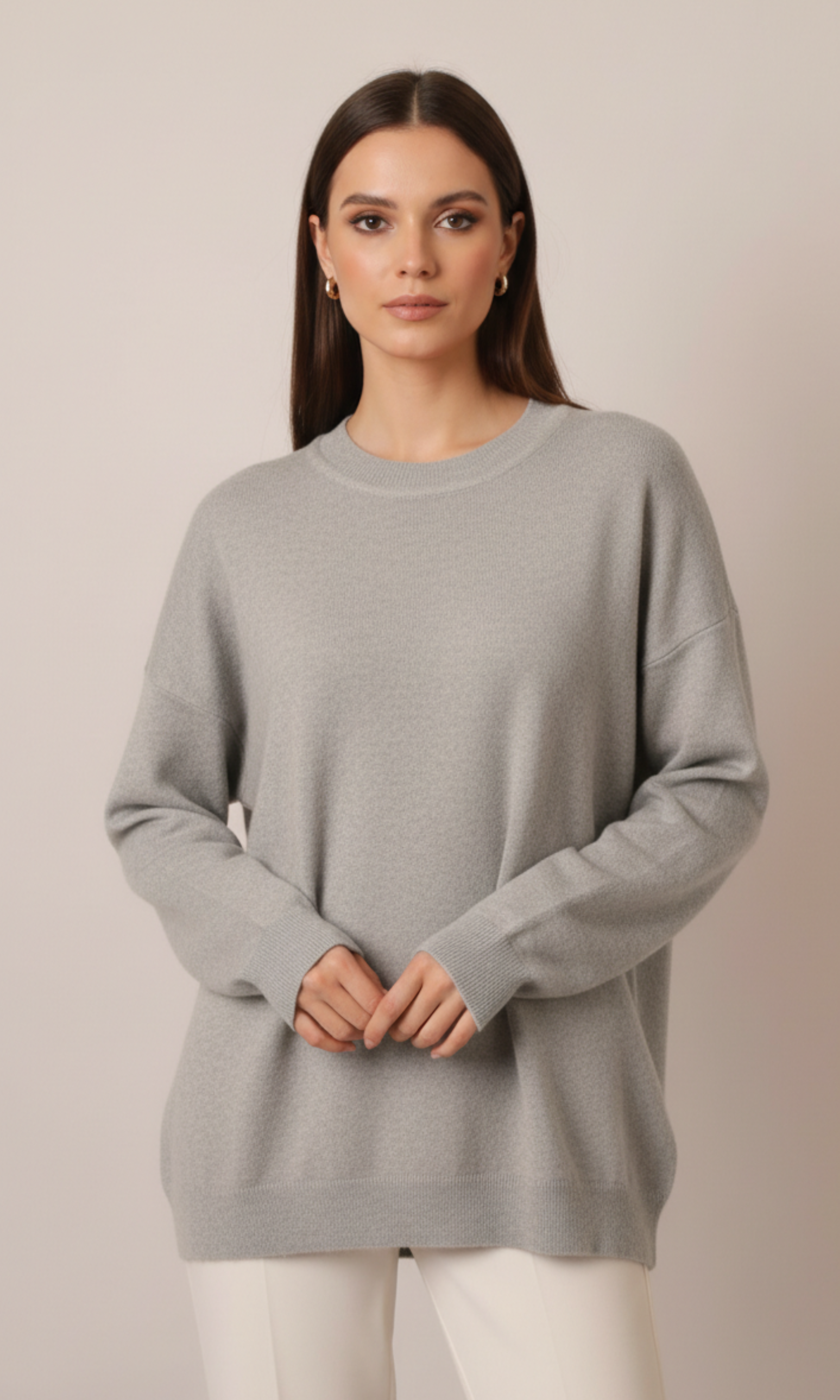 Women Basic Crew Neck Plain Sweater (5274)