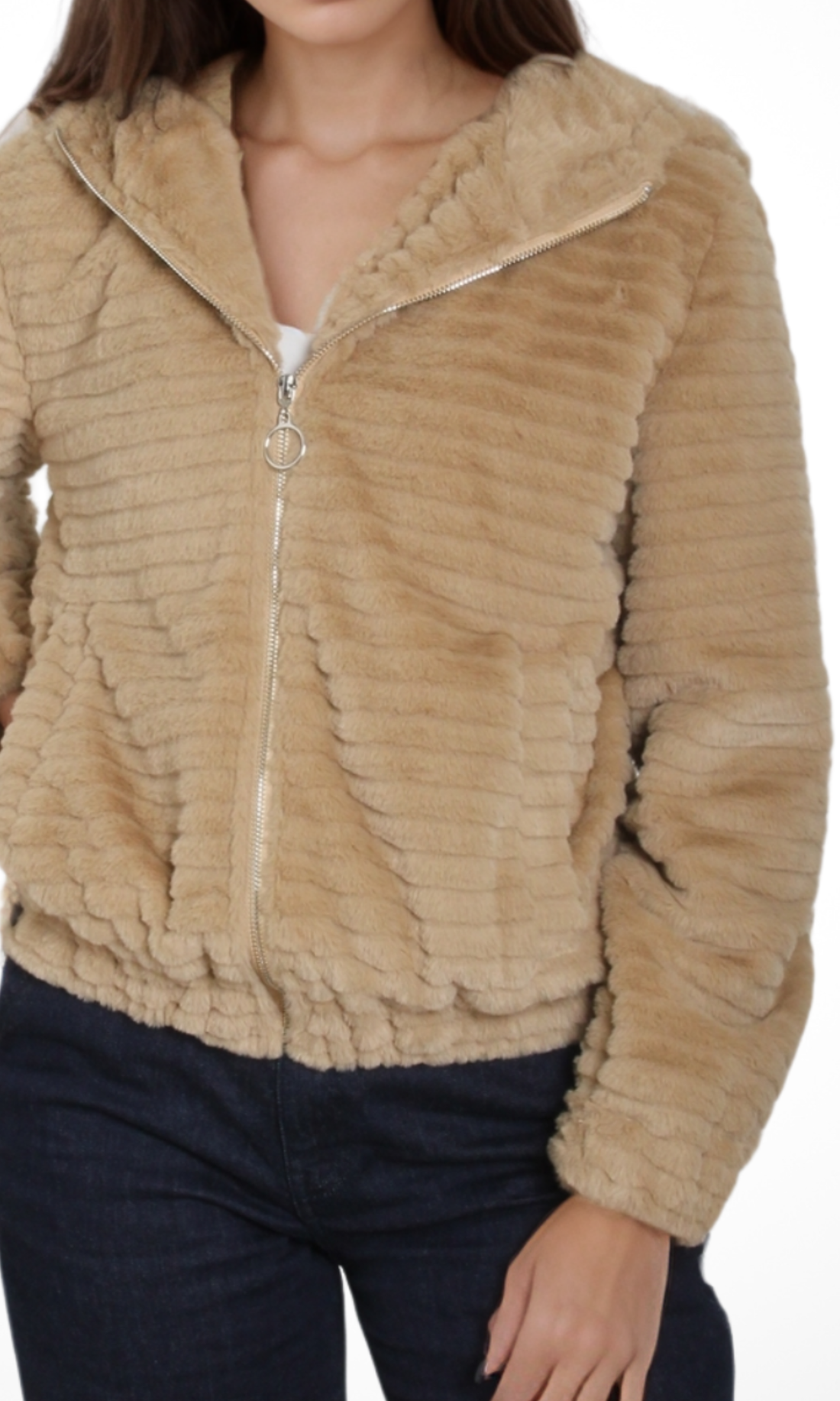 Women Fur Short Jacket (Café)
