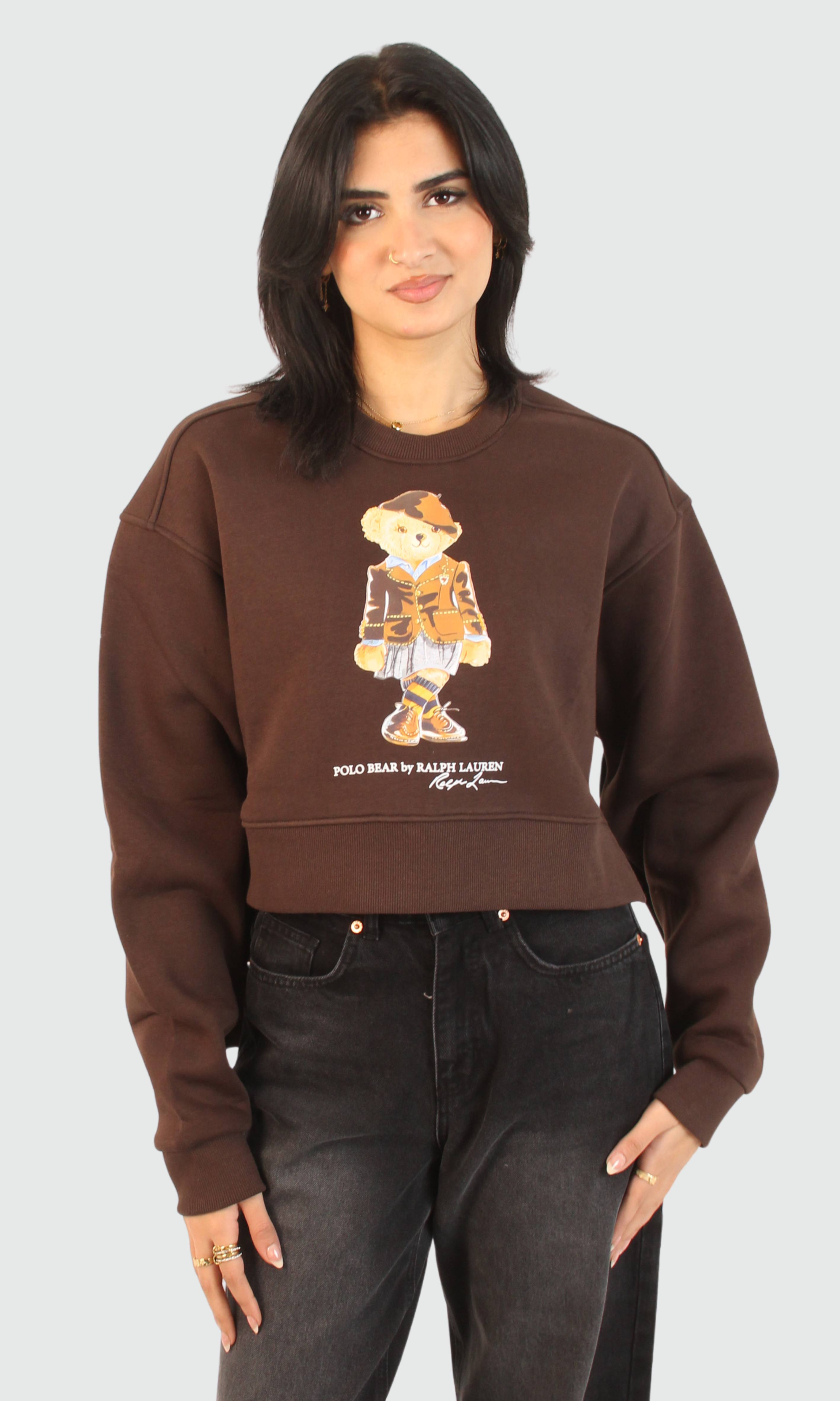 Women Crew Neck Cropped Sweatshirt